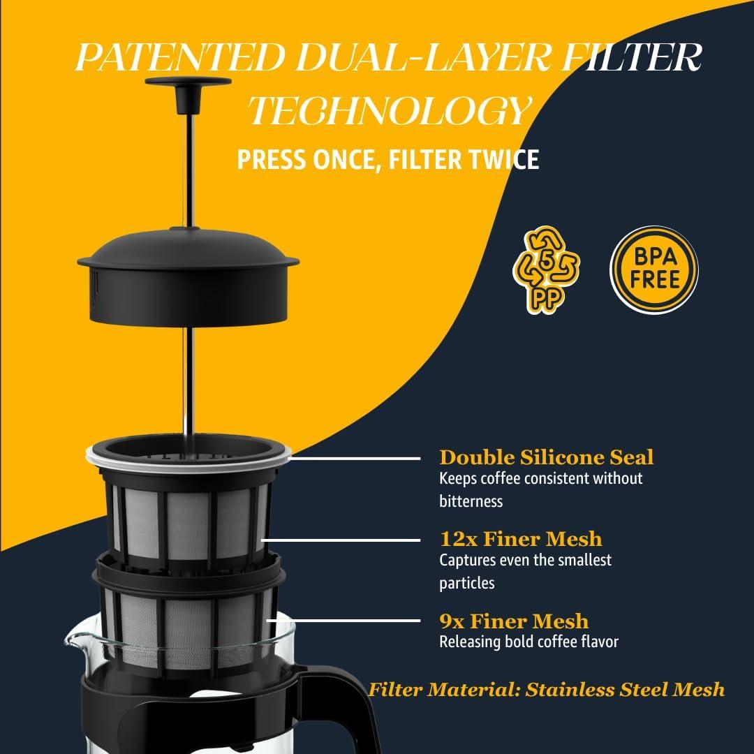 Cafetera Prensa Francesa ESPRO P3 532 ml Filtro Doble Sin Sedimentos