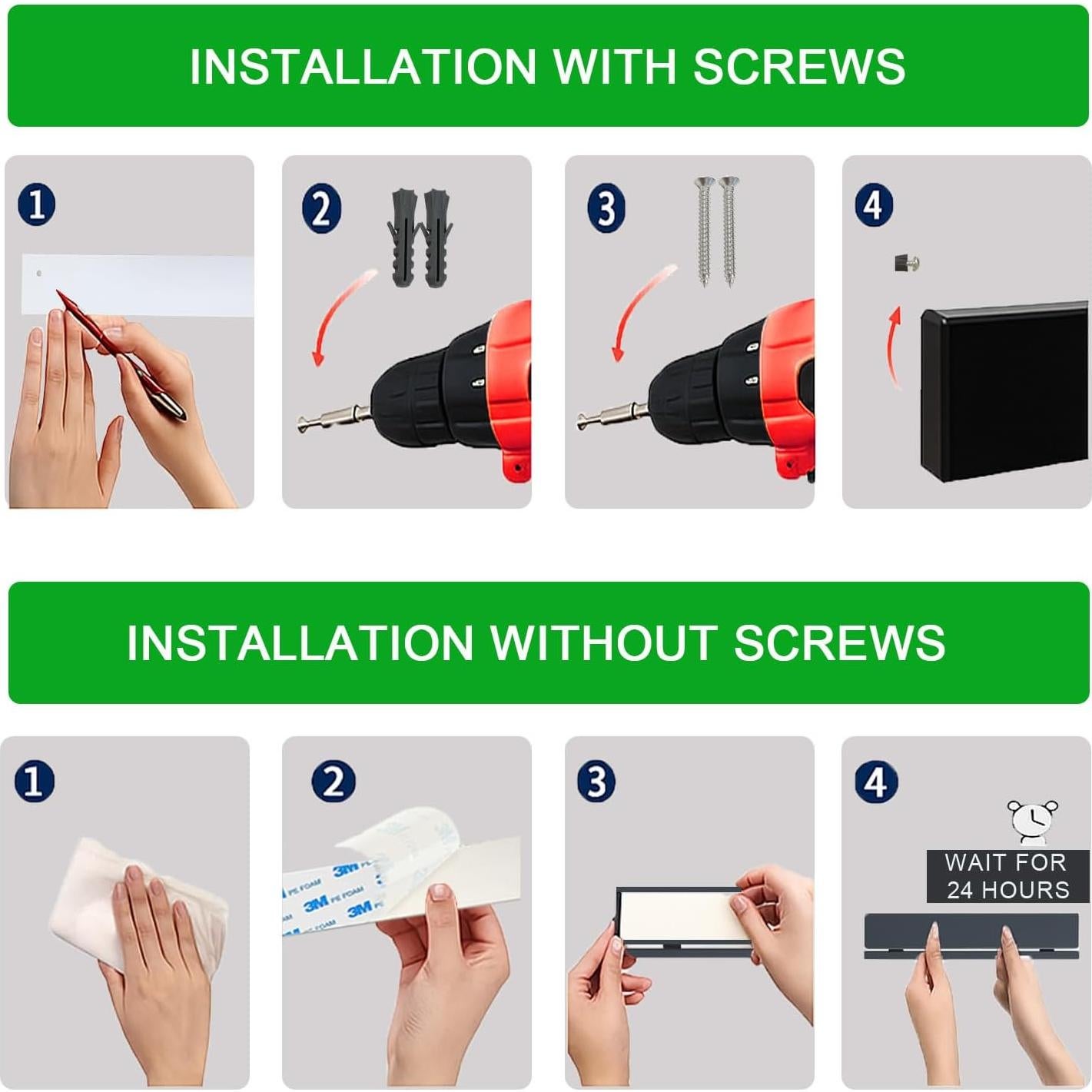 Soporte Magnético para Cuchillos YIIYIIN 44 cm Adhesivo 12 Ganchos