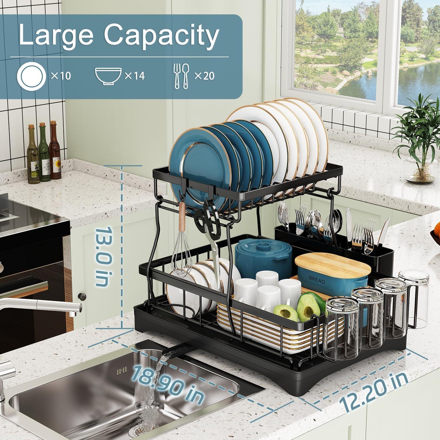 Escurridor de Platos Doitsf de 2 Niveles Acero Inoxidable