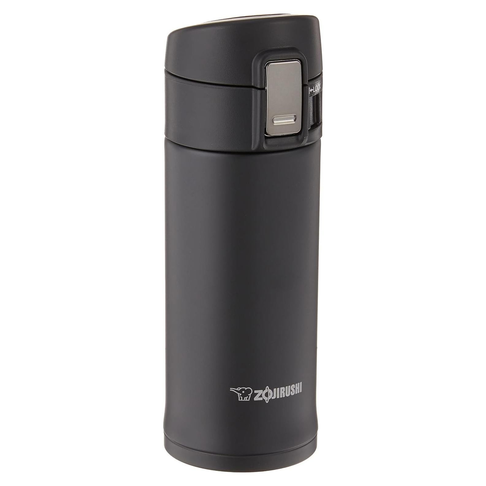 Taza de Acero Inoxidable Zojirushi 0.36L Negra con Tapa Abatible