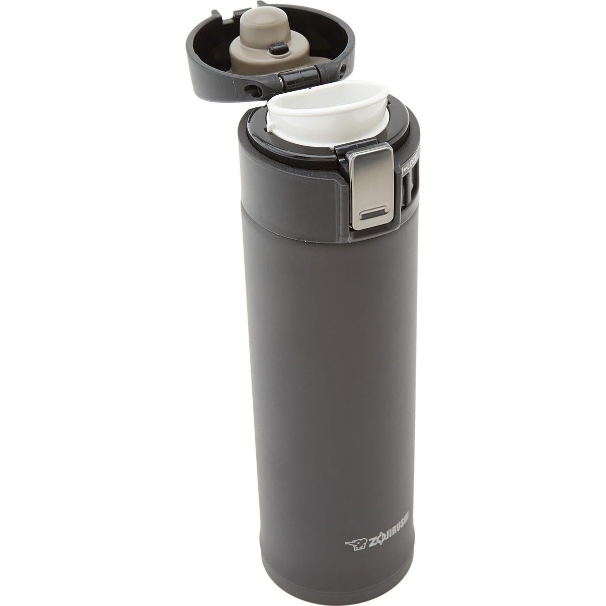 Taza de Acero Inoxidable Zojirushi 0.36L Negra con Tapa Abatible