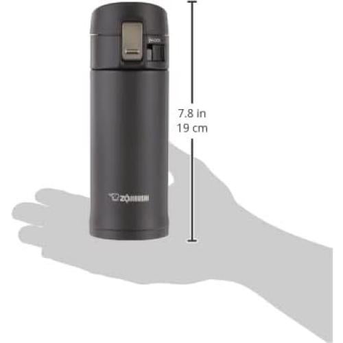 Taza de Acero Inoxidable Zojirushi 0.36L Negra con Tapa Abatible