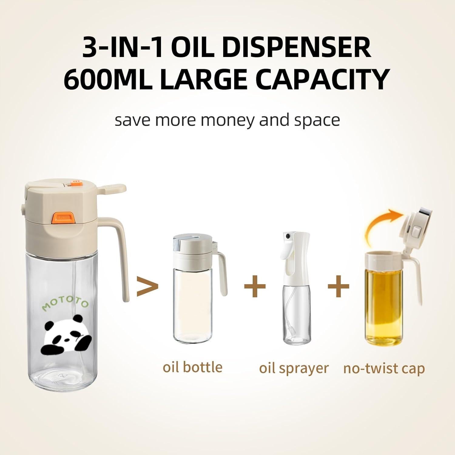 Pulverizador de Aceite MDZF SWEET HOME 600ml Gris Panda