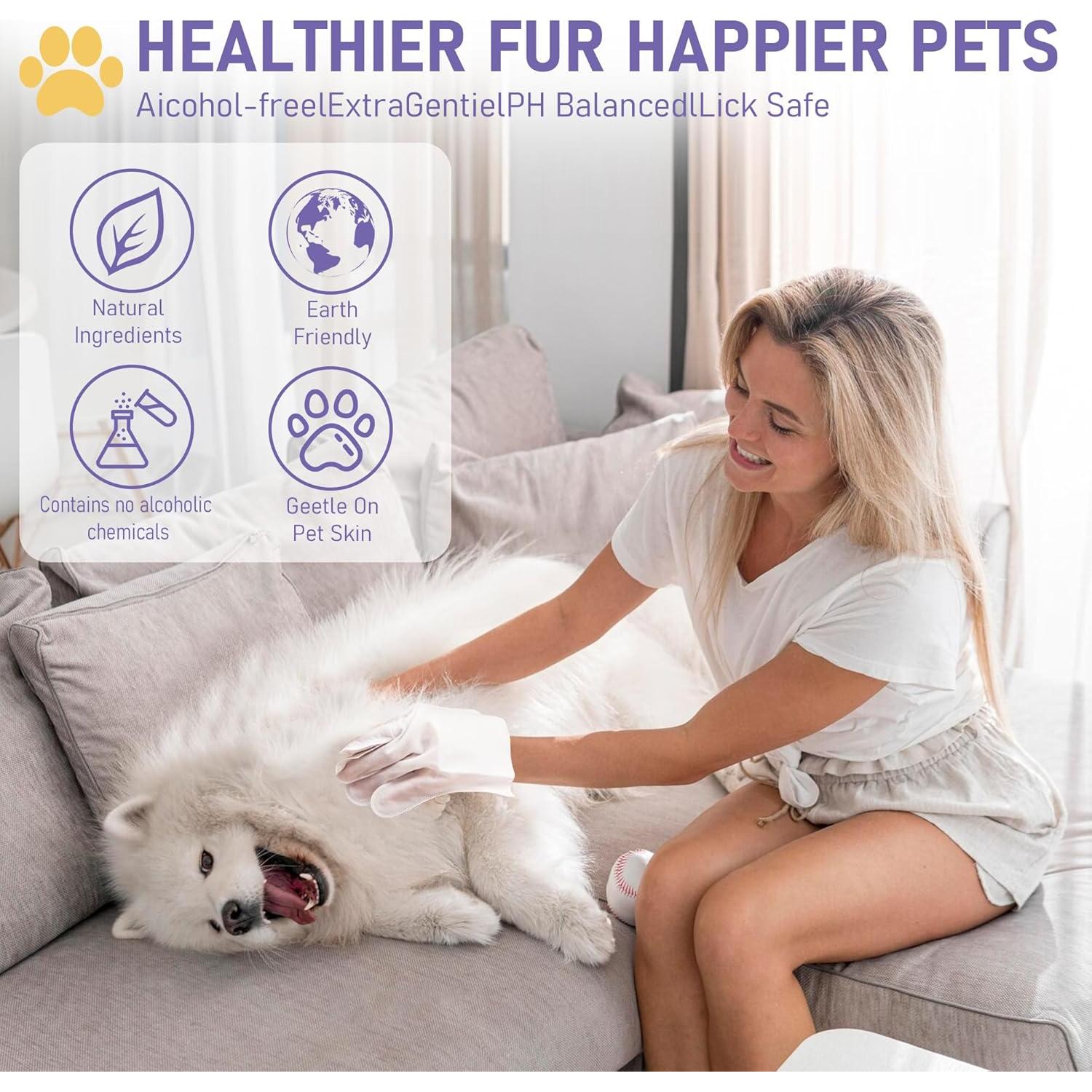 Guantes de Limpieza para Mascotas LEAGIM - Toallitas Lavanda 8 Pzs