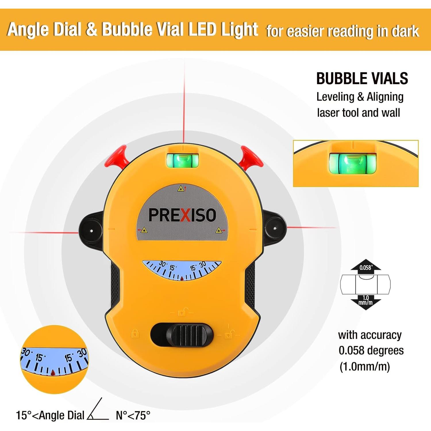 Nivel Láser PREXISO 9.14m con Luz LED y Burbuja