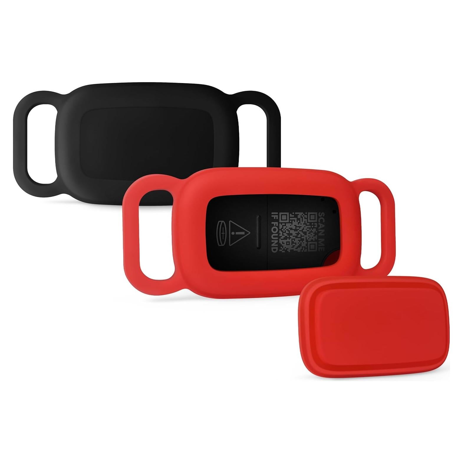 Geiomoo Silicone Case for Tile Pro (2024),(2022) Tracker, Soft Flexible Scratch Resistant Protective Cover with Carabiner (Black+Red)