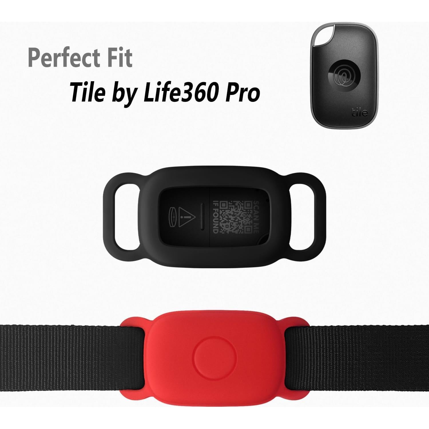 Geiomoo Silicone Case for Tile Pro (2024),(2022) Tracker, Soft Flexible Scratch Resistant Protective Cover with Carabiner (Black+Red)