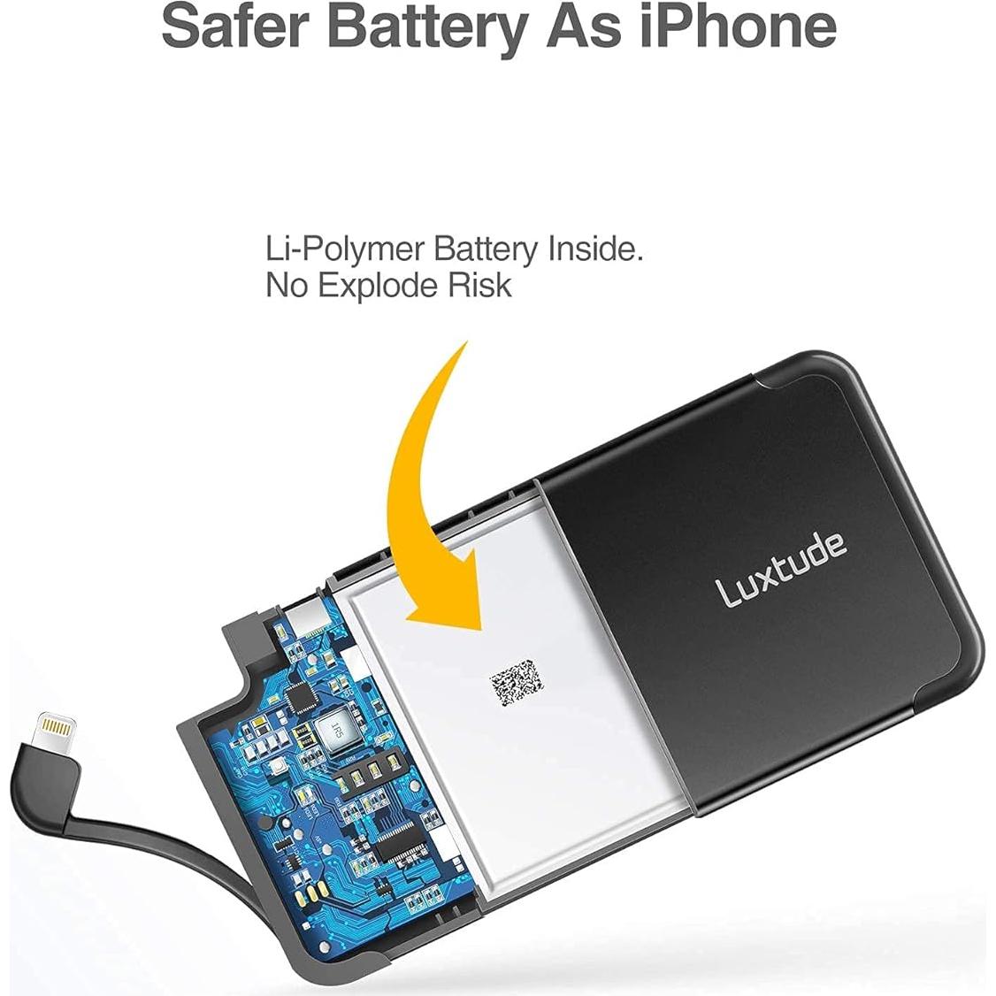 Cargador Portátil Luxtude 5000mAh para iPhone con Cable Lightning