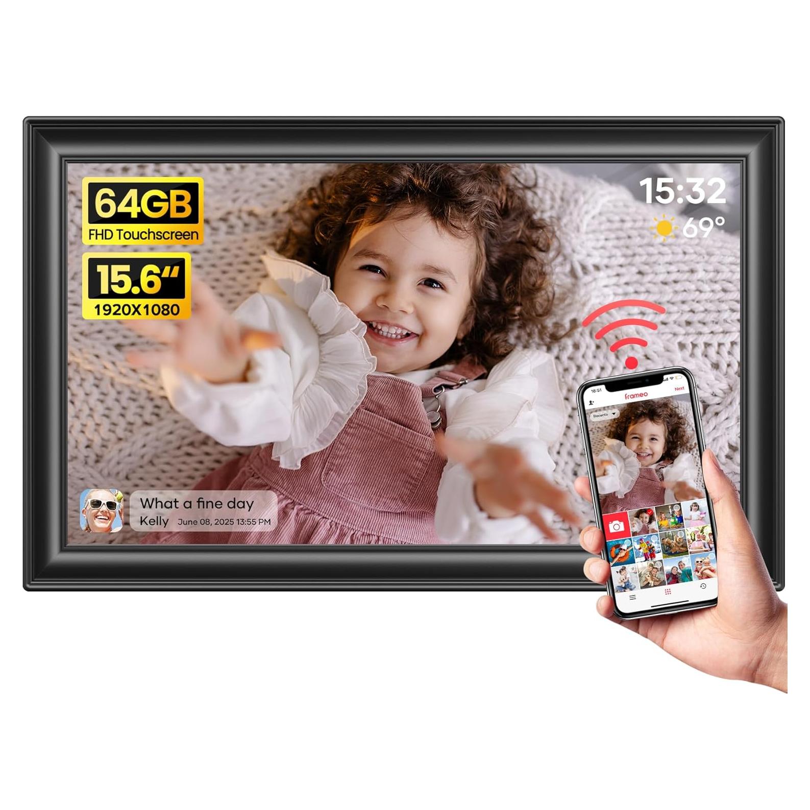 Marco de Fotos Digital BIGASUO 15.6" WiFi 64GB Pantalla FHD