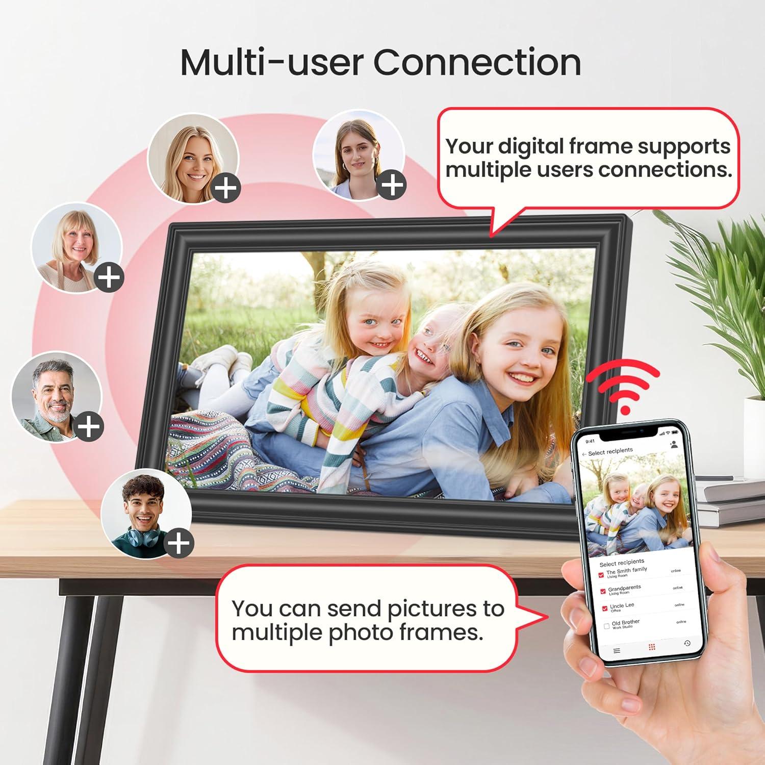 Marco de Fotos Digital BIGASUO 15.6" WiFi 64GB Pantalla FHD