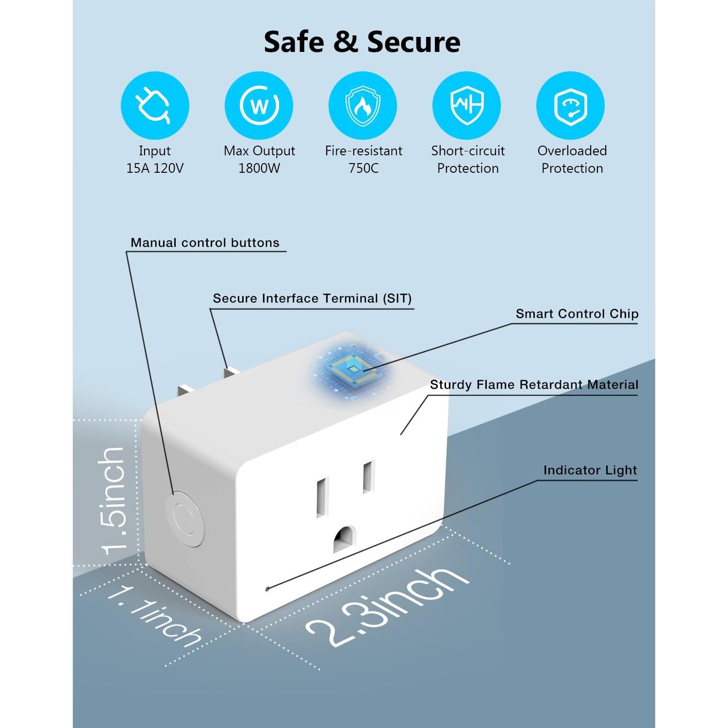 Enchufe Inteligente DAYBETTER 15A WiFi Alexa y Google Home