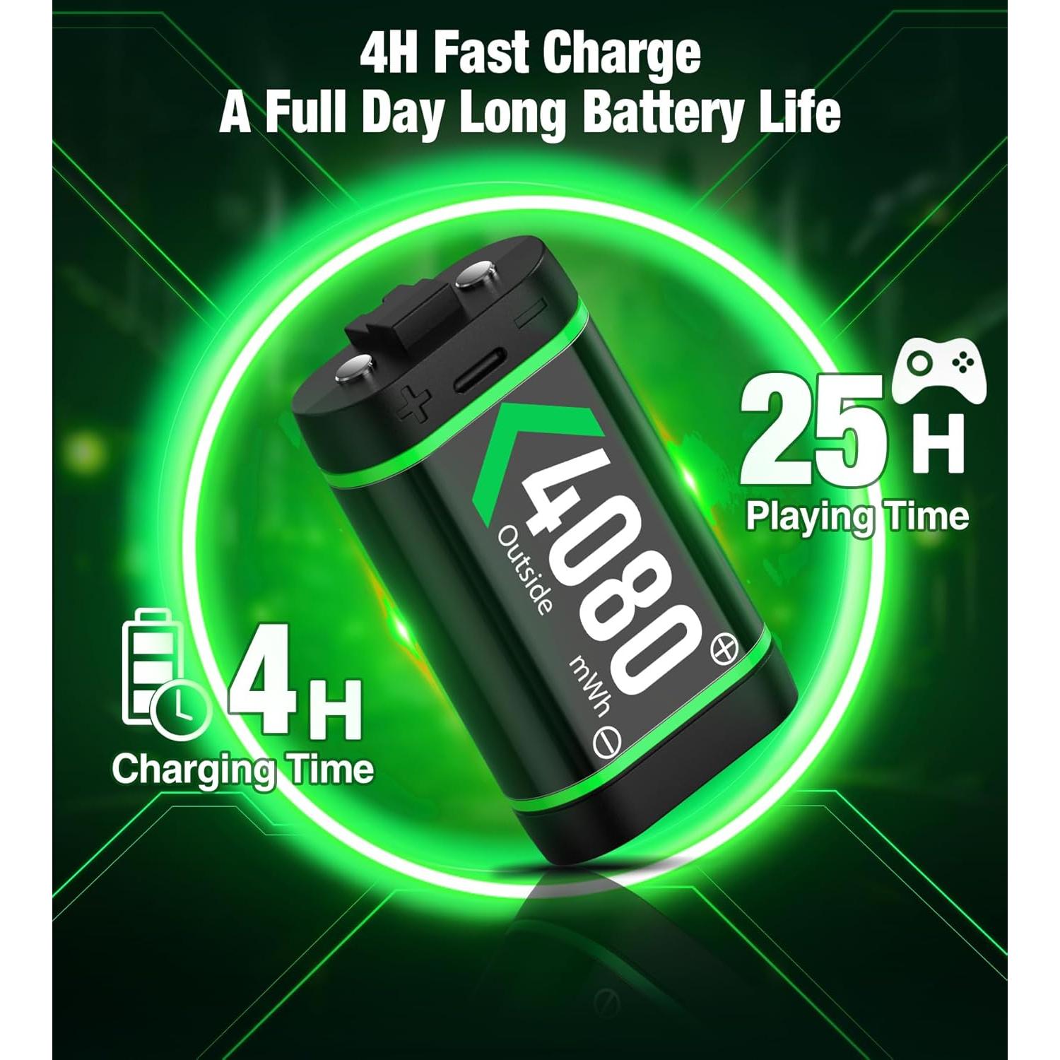 Baterías Recargables 4x4080mWh NinjajoyOX para Xbox