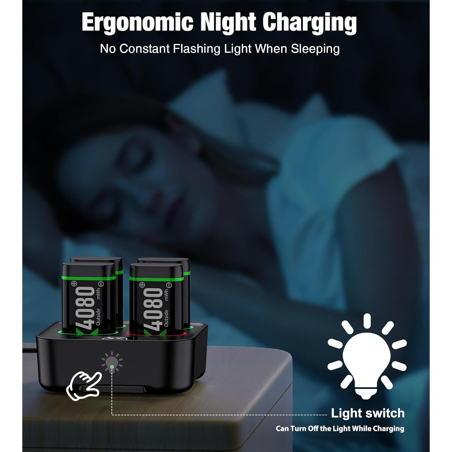 Baterías Recargables 4x4080mWh NinjajoyOX para Xbox