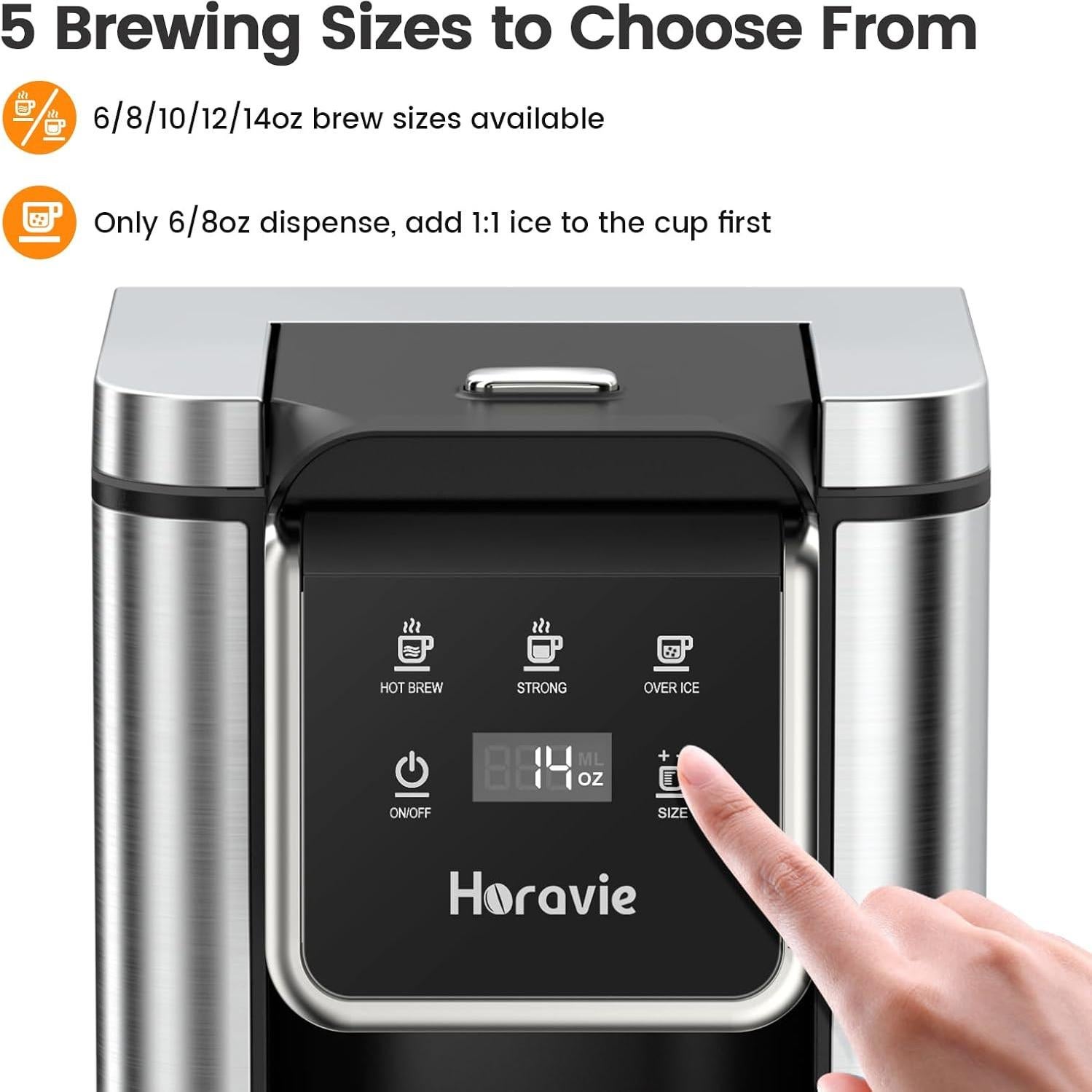 Cafetera de una sola porción Horavie KC101C 50 oz Negra