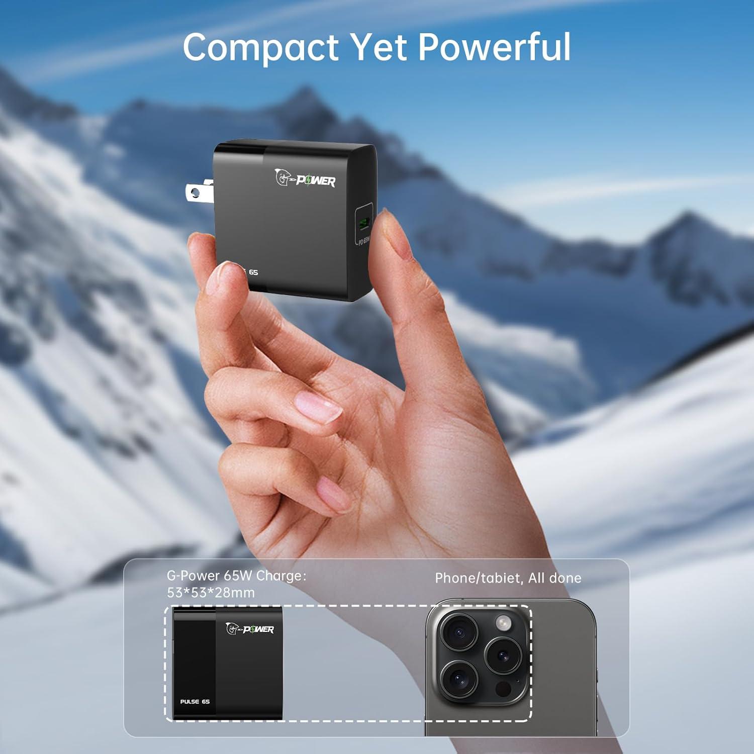 Cargador USB C 65W G-POWER Pulse 65 Carga Rápida PD 3.0