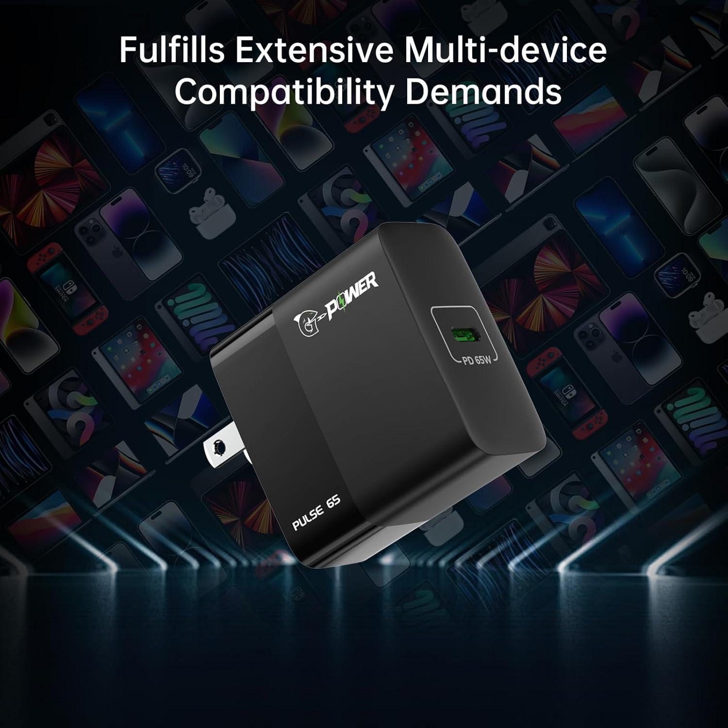 Cargador USB C 65W G-POWER Pulse 65 Carga Rápida PD 3.0