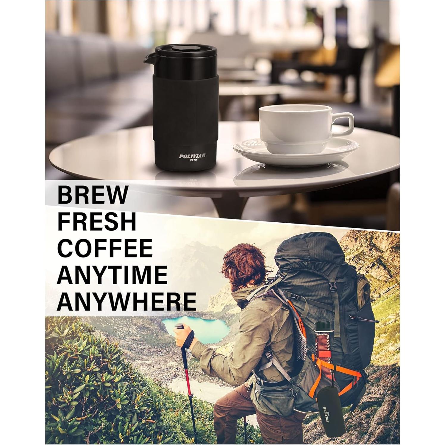 Cafetera Prensa Francesa POLIVIAR 12 oz Acero Inoxidable