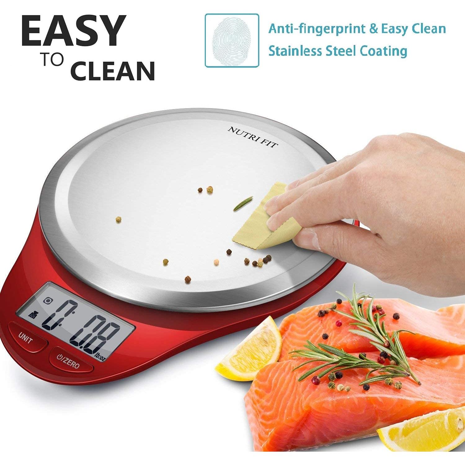 Báscula de Cocina Digital NUTRI FIT 5kg Acero Inoxidable Rojo