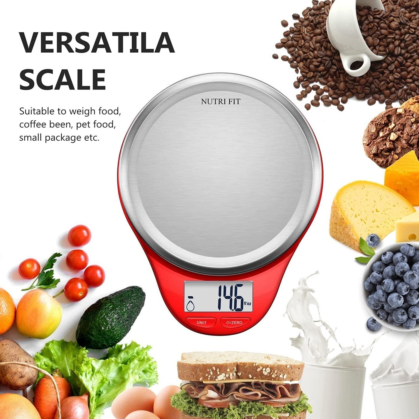 Báscula de Cocina Digital NUTRI FIT 5kg Acero Inoxidable Rojo