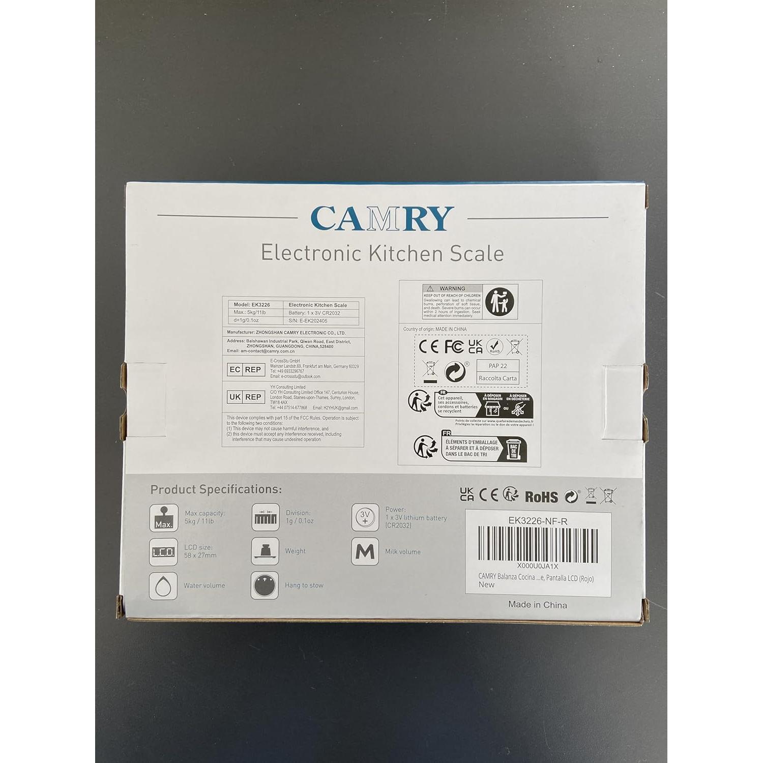 Báscula de Cocina Digital NUTRI FIT 5kg Acero Inoxidable Rojo