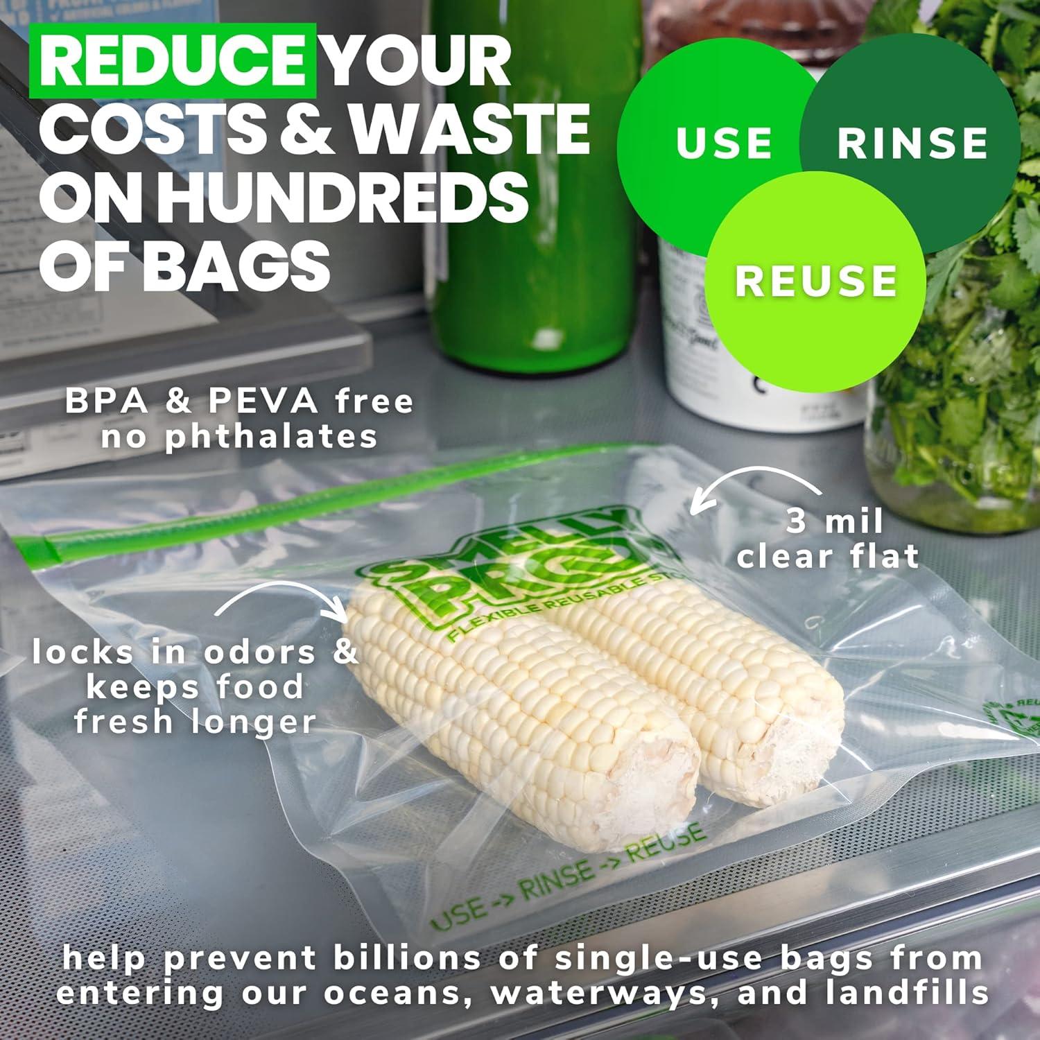 Bolsas Reutilizables de Almacenamiento Smelly Proof 10 Pzas 21.6x25.4cm