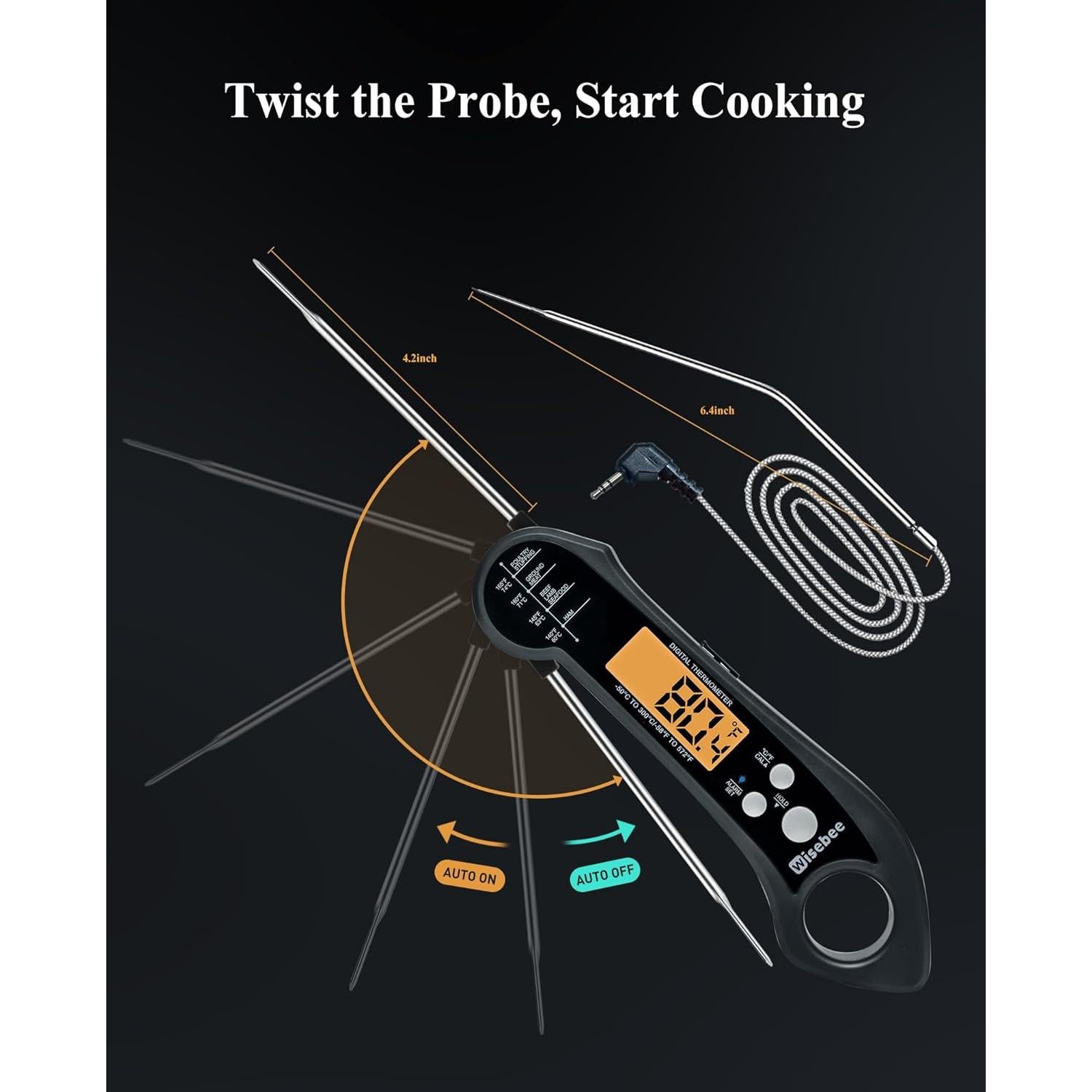 Termómetro de Carne Digital Wisebee S1 2 en 1 Impermeable