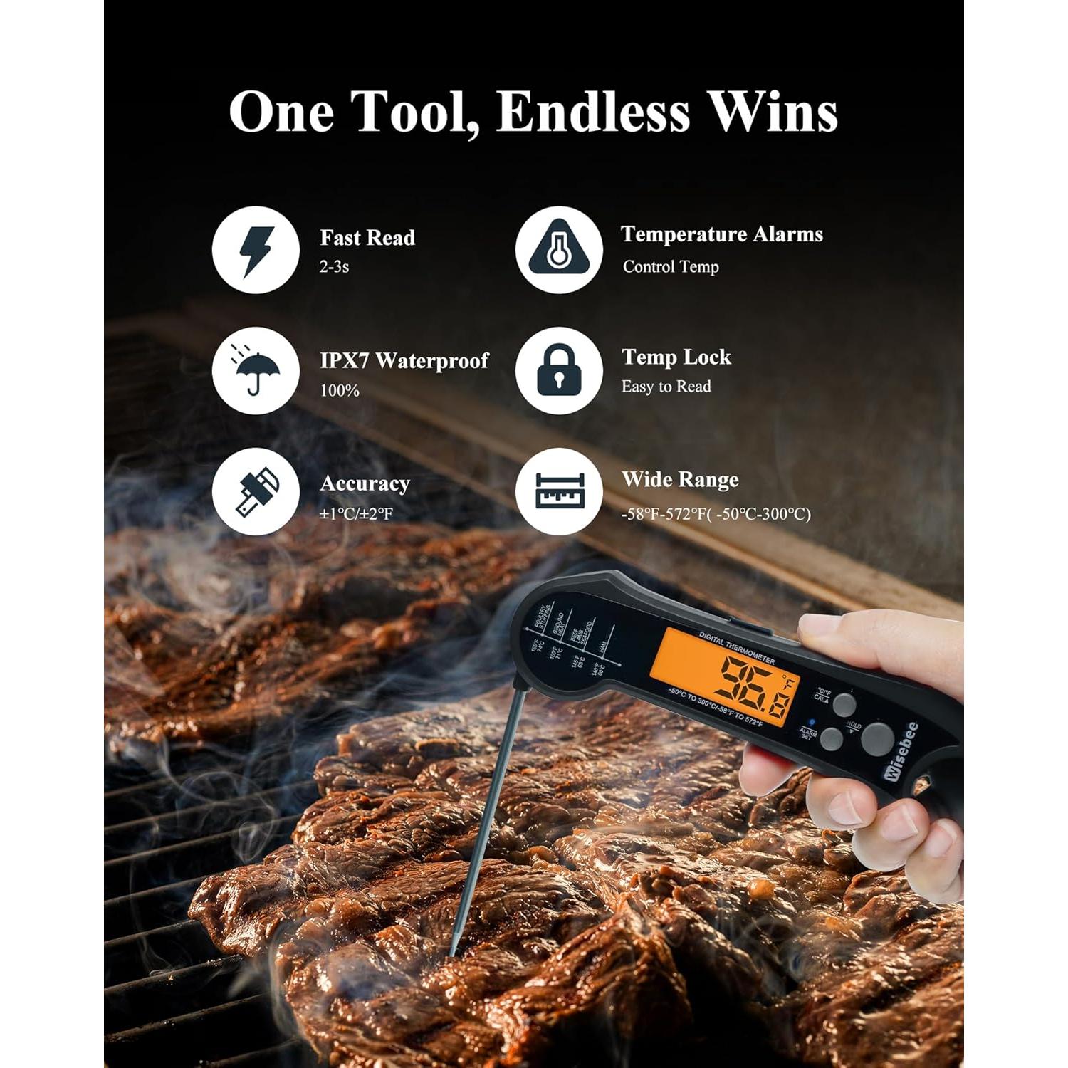 Termómetro de Carne Digital Wisebee S1 2 en 1 Impermeable