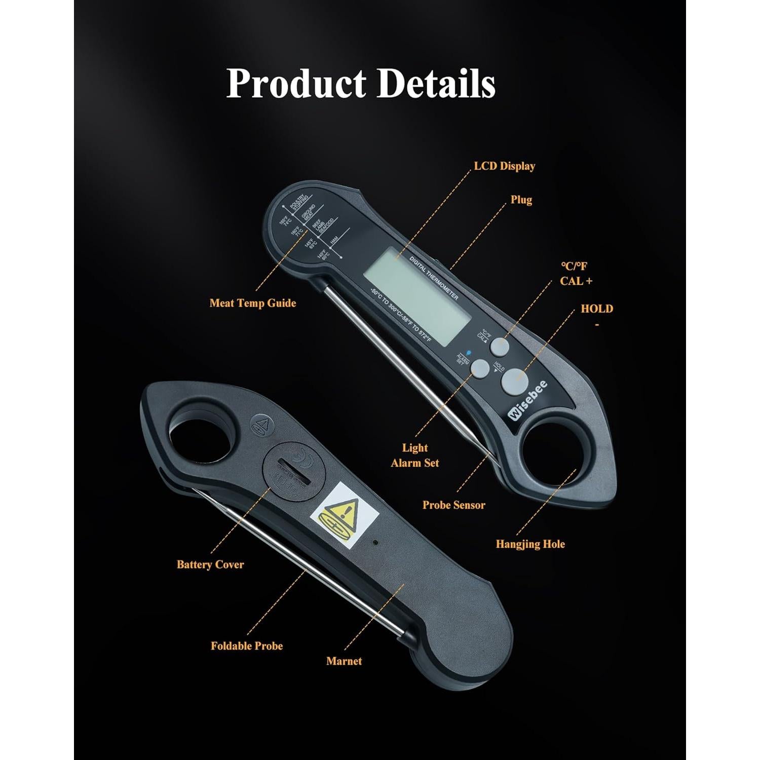 Termómetro de Carne Digital Wisebee S1 2 en 1 Impermeable