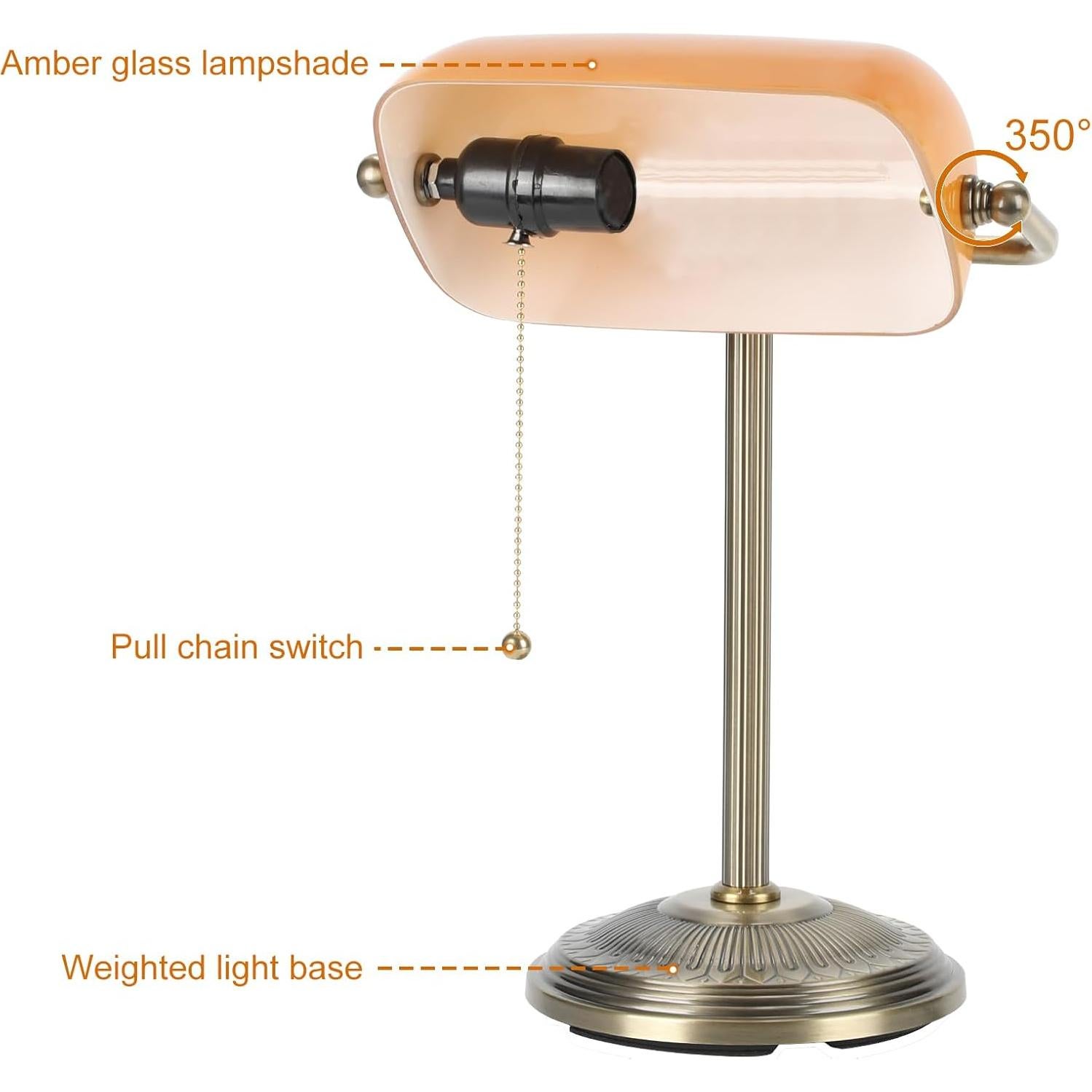 Lámpara de Escritorio NISSAFORS Vintage Ámbar 39.37 cm