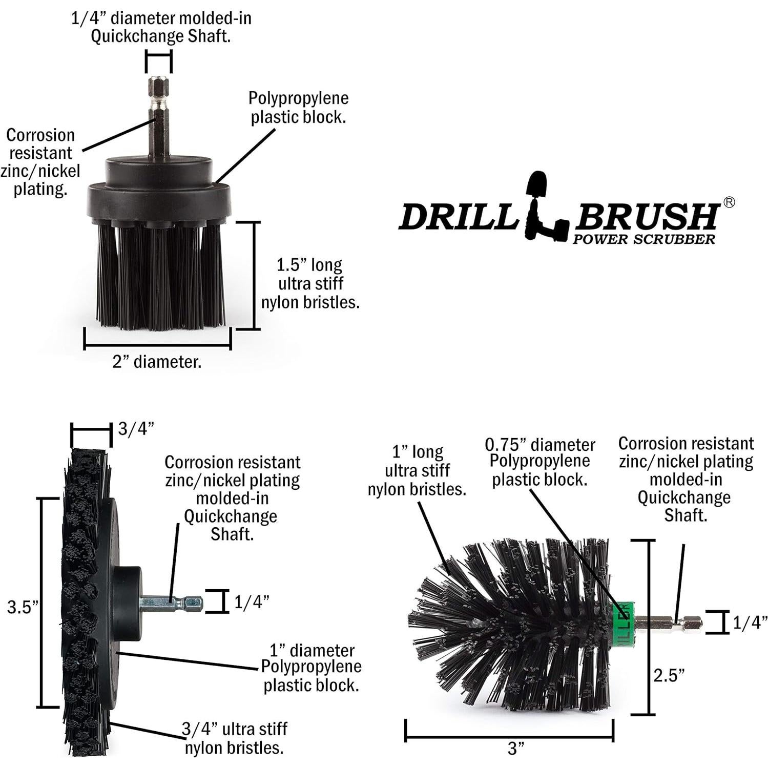 Juego de cepillos de limpieza Drillbrush 3 piezas para BBQ y ahumador