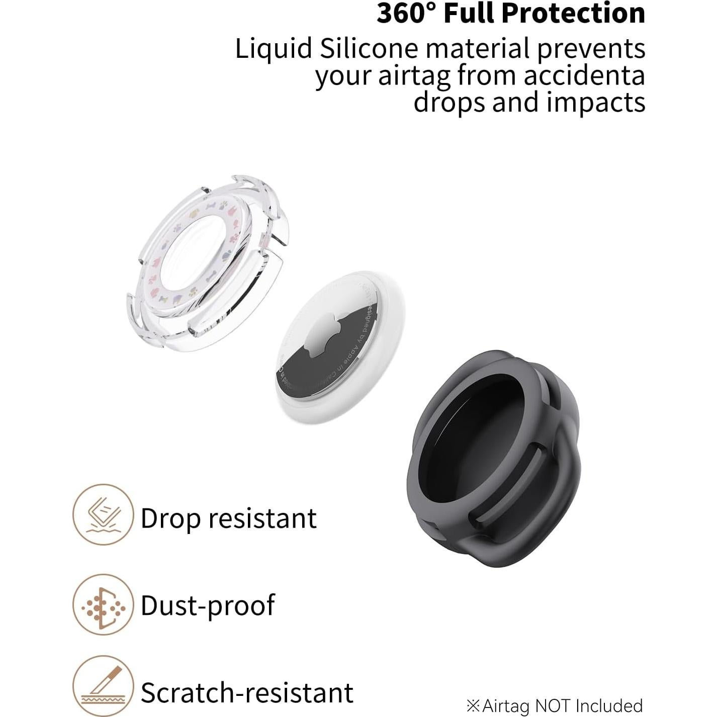 Soporte Airtag para Perro WhoseID Negro Pequeño Impermeable