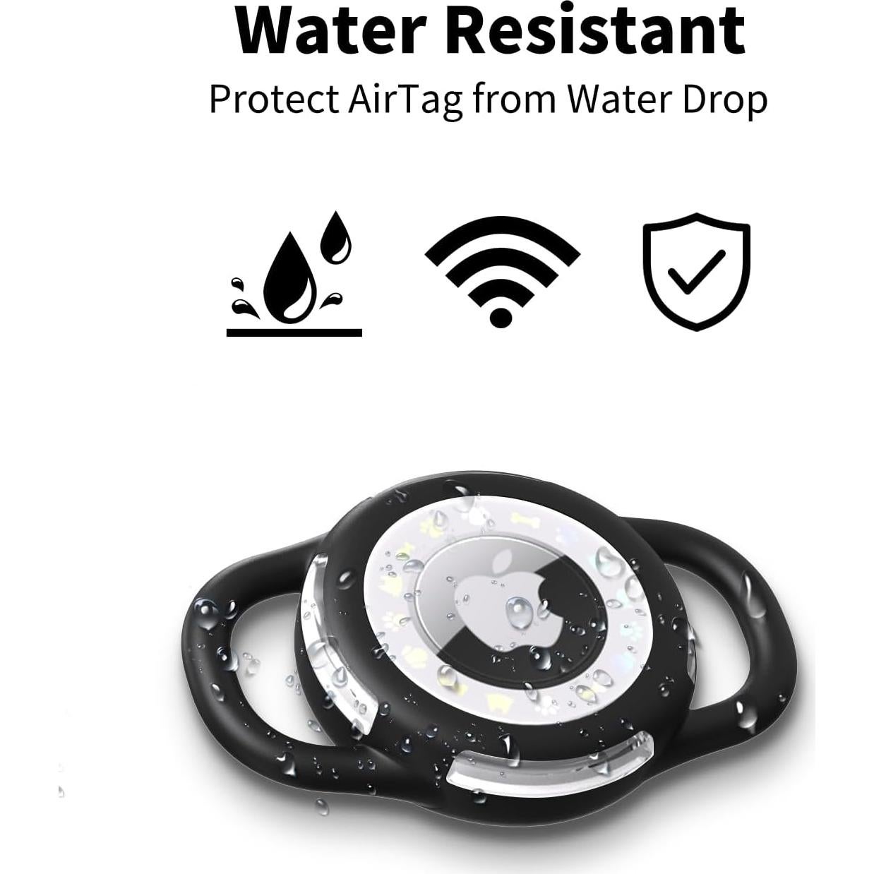 Soporte Airtag para Perro WhoseID Negro Pequeño Impermeable