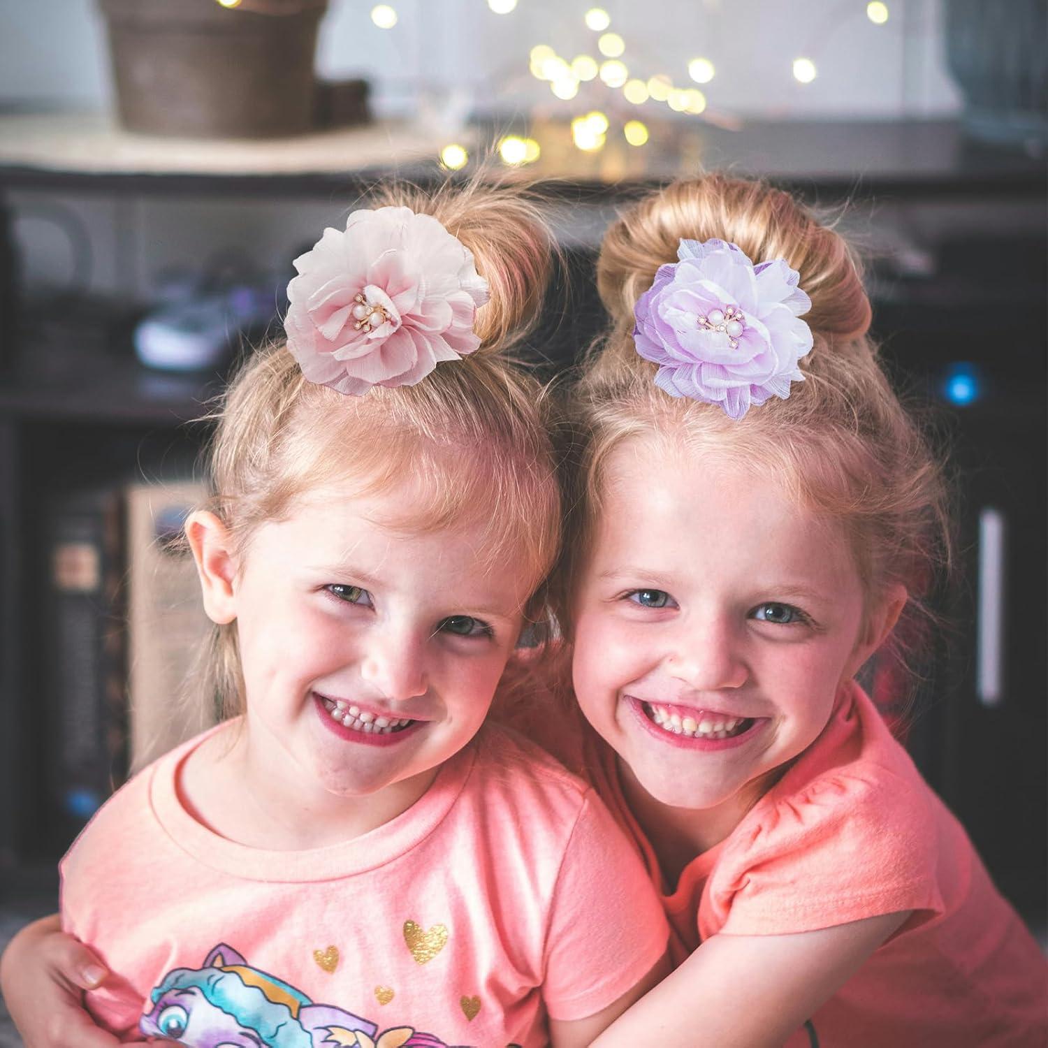 Paquete de 2 Sujetadores de Cabello para Niñas XEEWEN Rosa