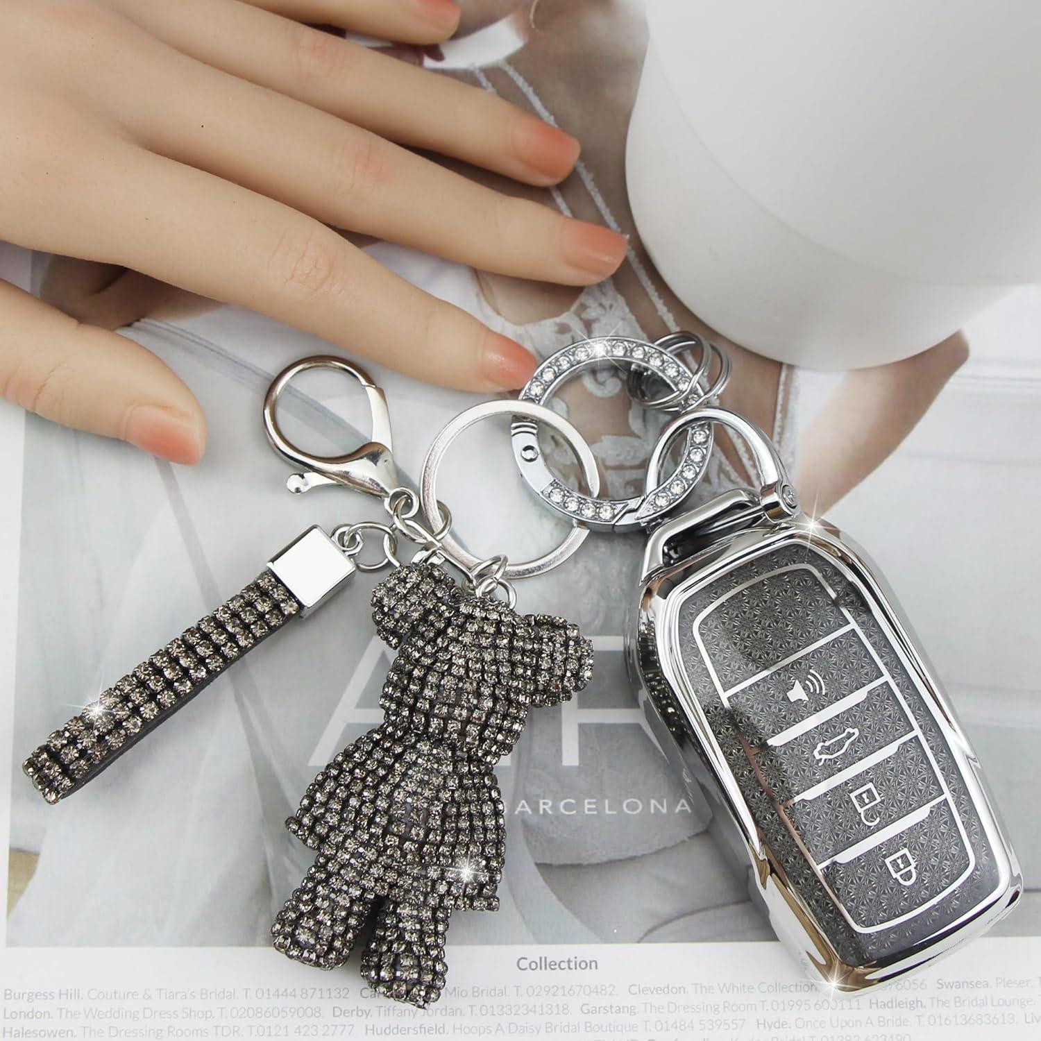 Cubierta de Llave Rayslesan con Encanto de Oso Strass - TPU 4 Botones