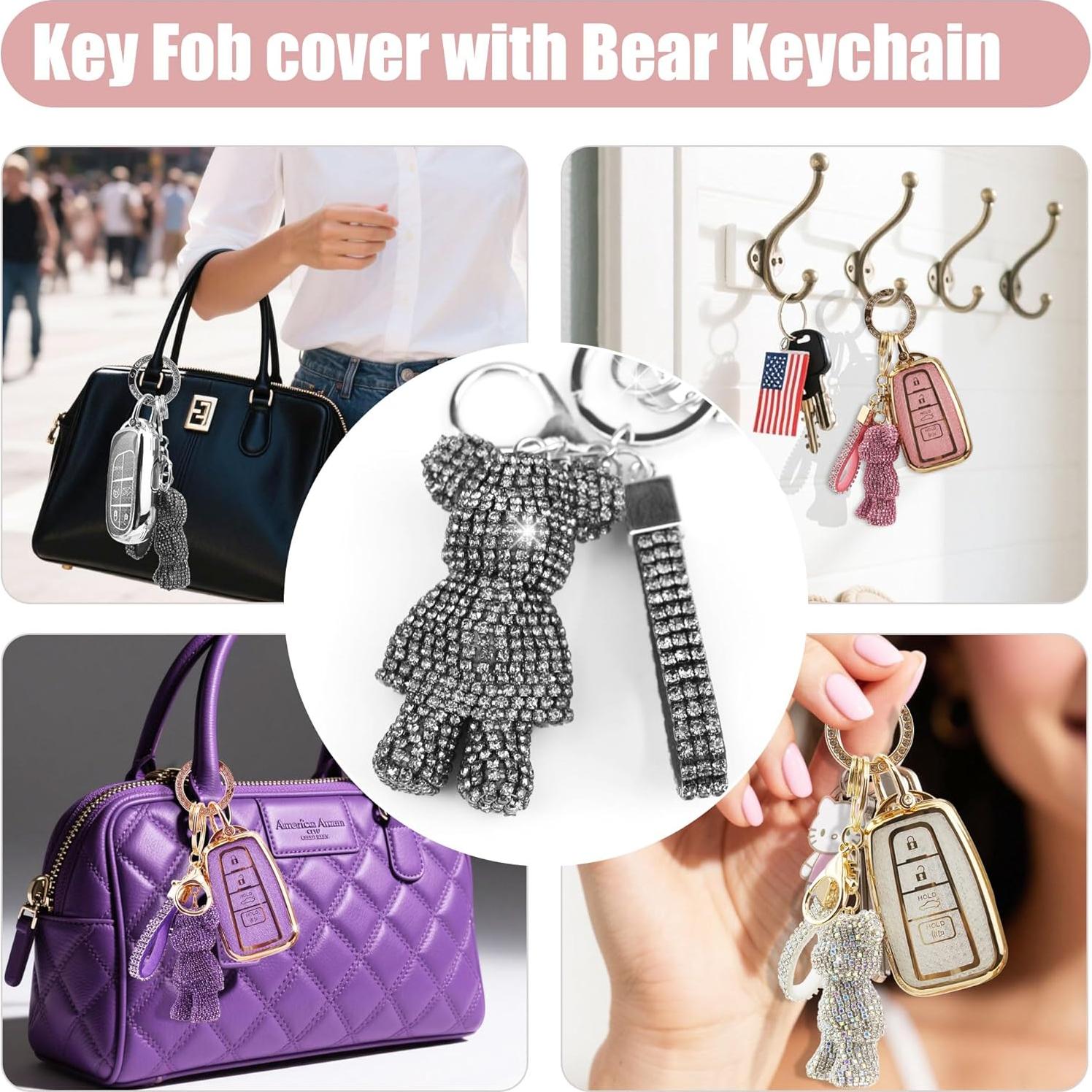 Cubierta de Llave Rayslesan con Encanto de Oso Strass - TPU 4 Botones