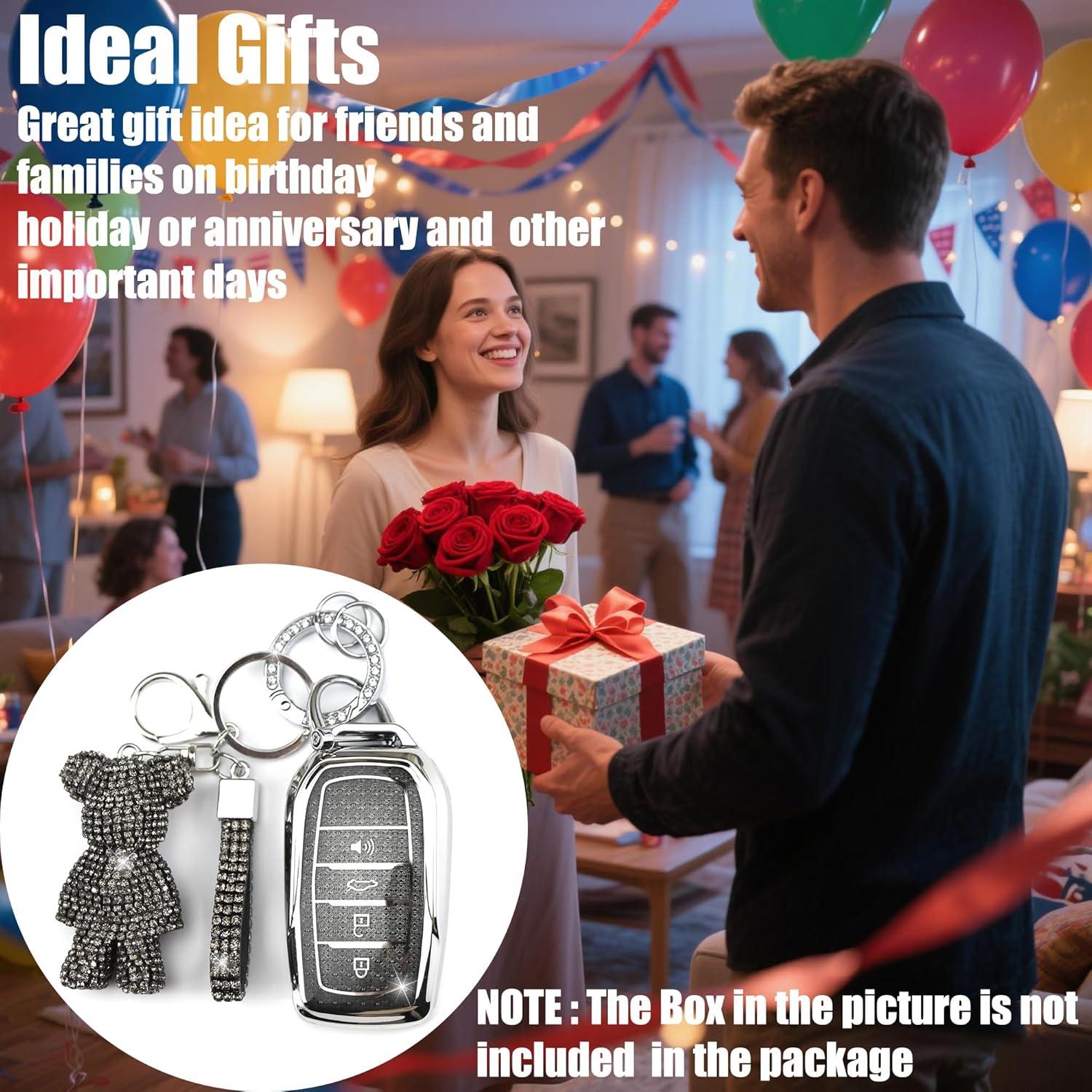 Cubierta de Llave Rayslesan con Encanto de Oso Strass - TPU 4 Botones