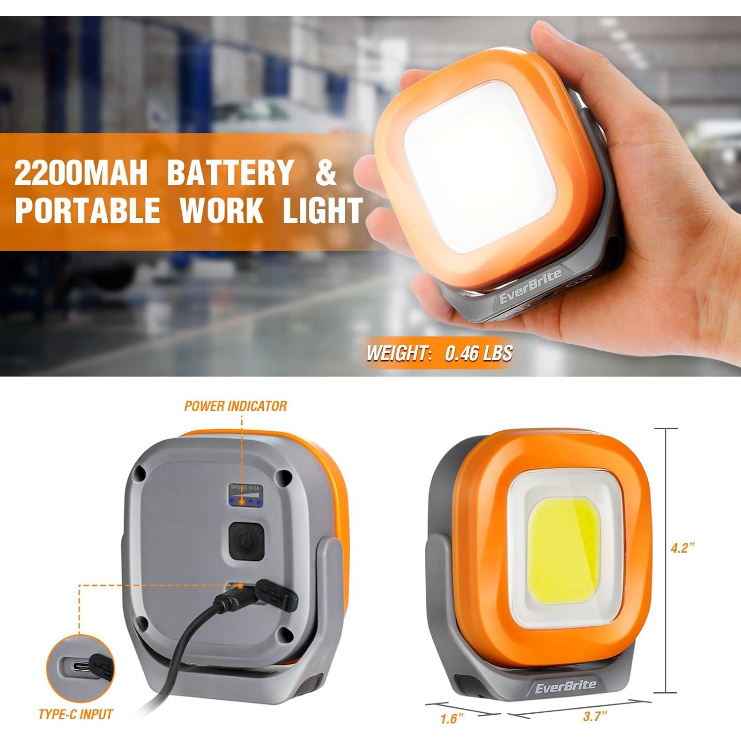 Luz de Trabajo LED Recargable EverBrite 1000 Lúmenes Naranja