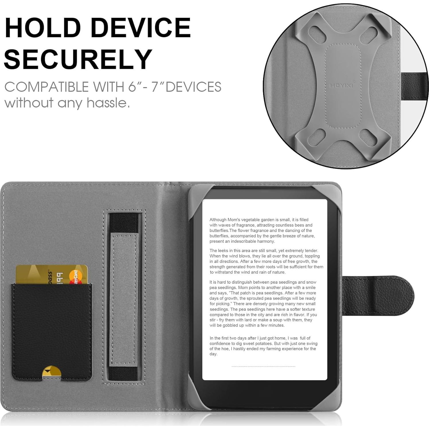 Funda Universal para eReader 6-7" HoYiXi Negra con Bolsillo