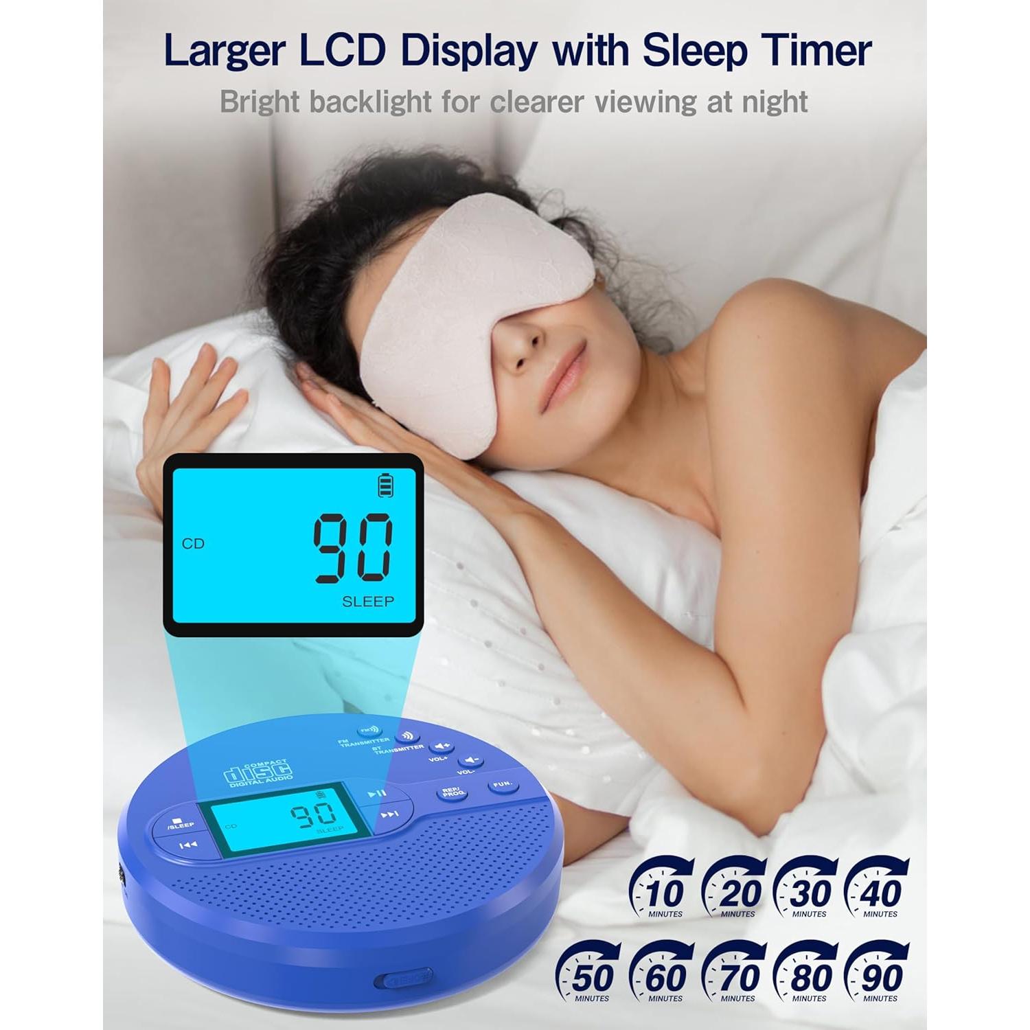 Reproductor de CD Portátil Sunoony CD-35B Bluetooth Azul