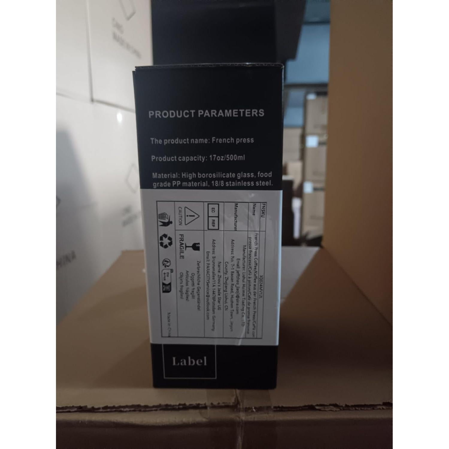 Prensa Francesa PARACITY 500ml Acero Inoxidable y Vidrio