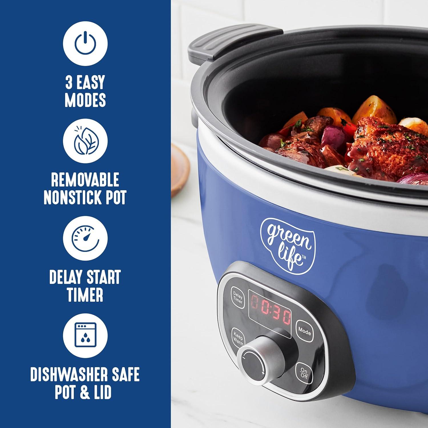 Olla de Cocción Lenta GreenLife 6QT Cerámica Antiadherente