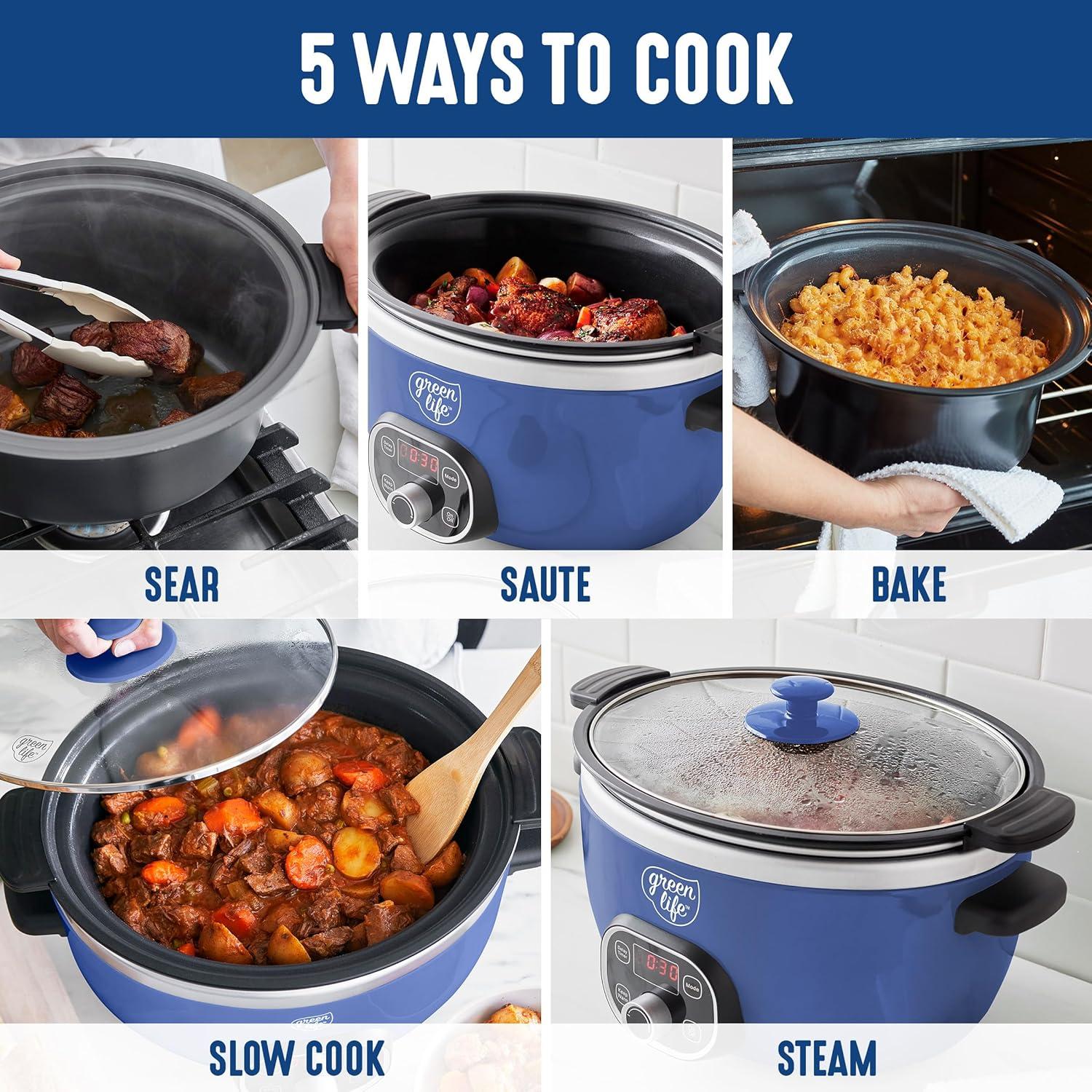 Olla de Cocción Lenta GreenLife 6QT Cerámica Antiadherente