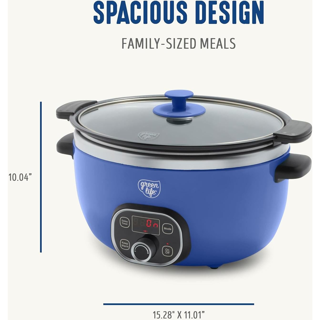 Olla de Cocción Lenta GreenLife 6QT Cerámica Antiadherente