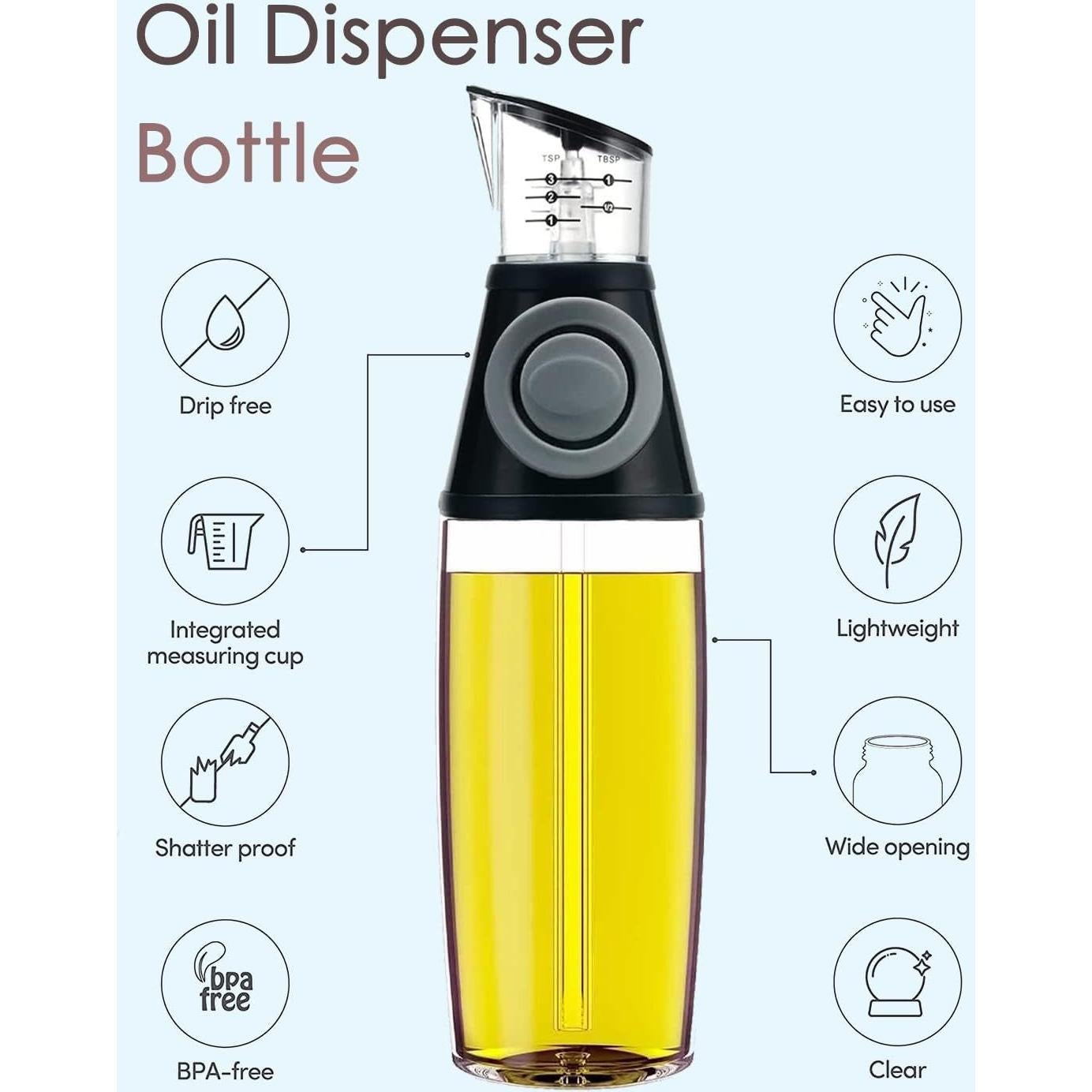 Botella dispensadora de aceite KITLAB 500ml vidrio negro