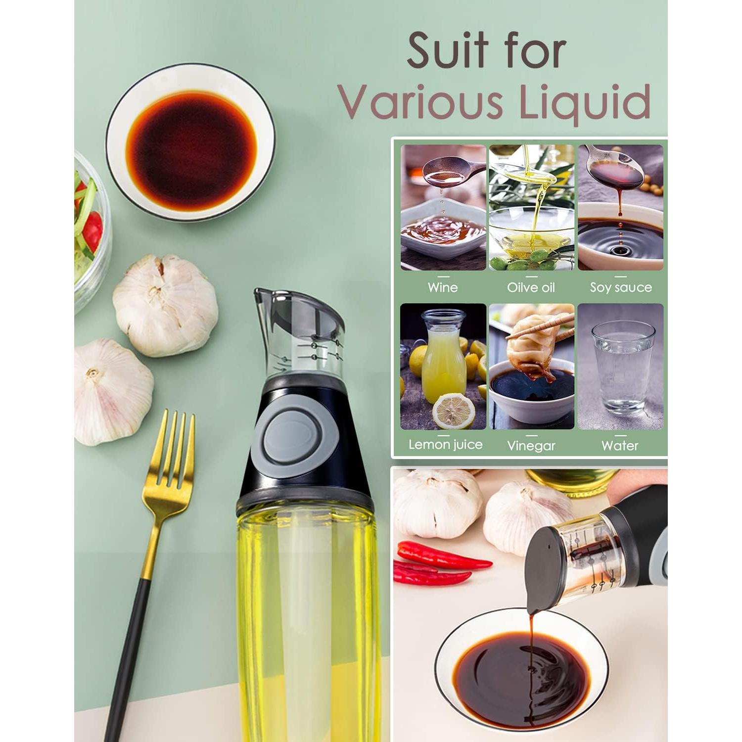 Botella dispensadora de aceite KITLAB 500ml vidrio negro