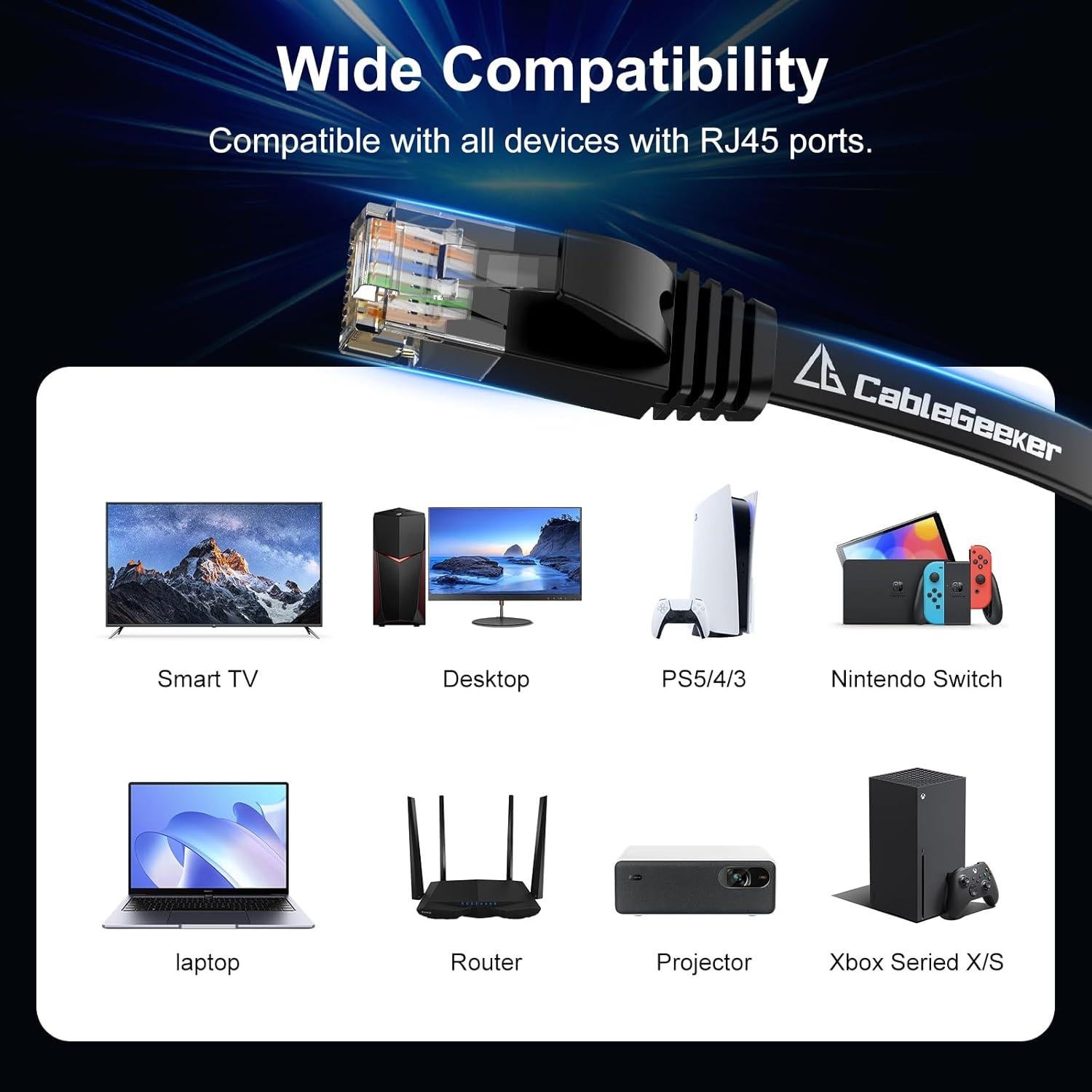 Cable Ethernet Cat 6 30.48 m CableGeeker Alta Velocidad 10Gbps