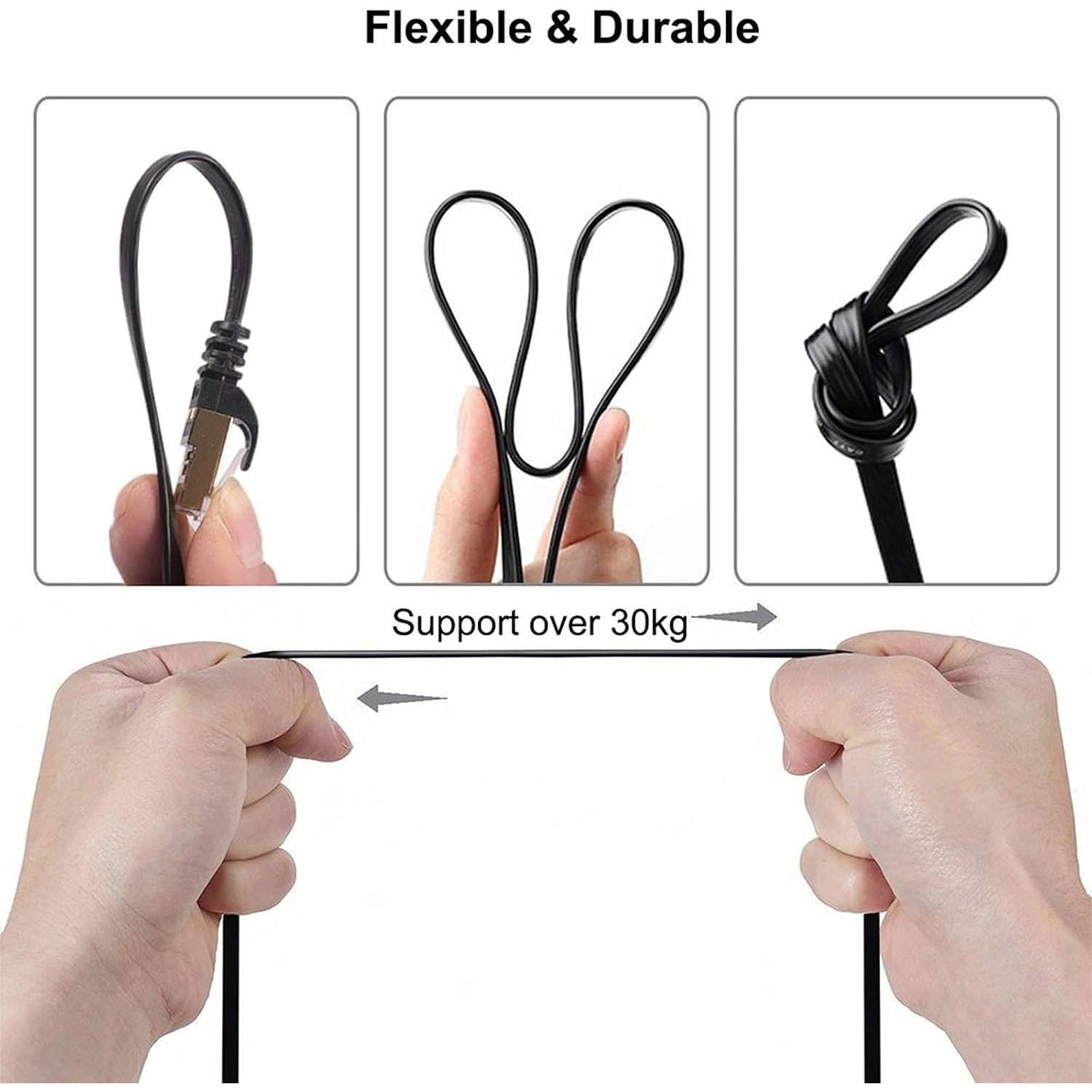 Cable Ethernet Cat 8 BUSOHE 200 Pies 40Gbps 2000MHz Negro