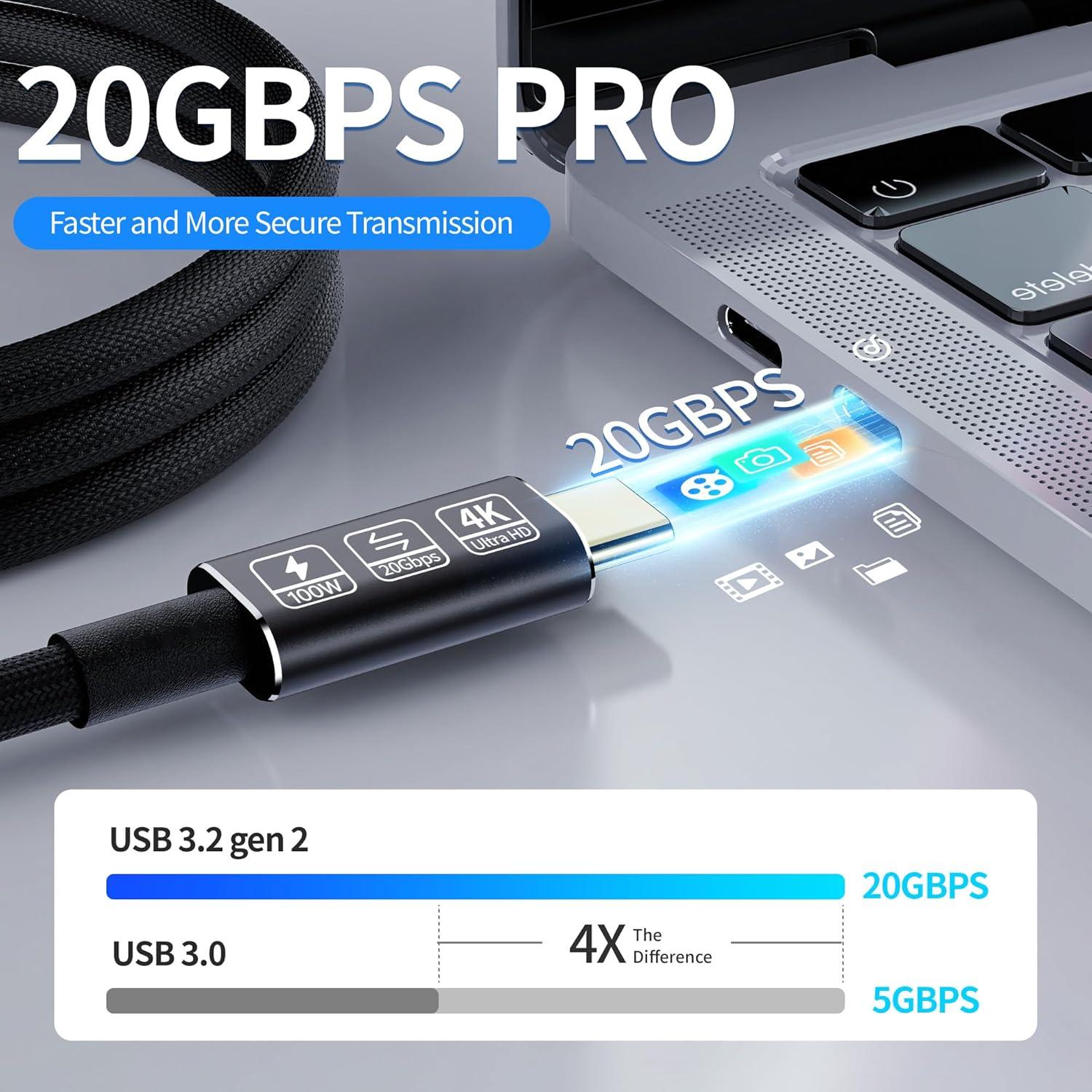 Cable USB C Extra Largo 5M 20Gbps 100W 4K@60Hz HOTUTUKI