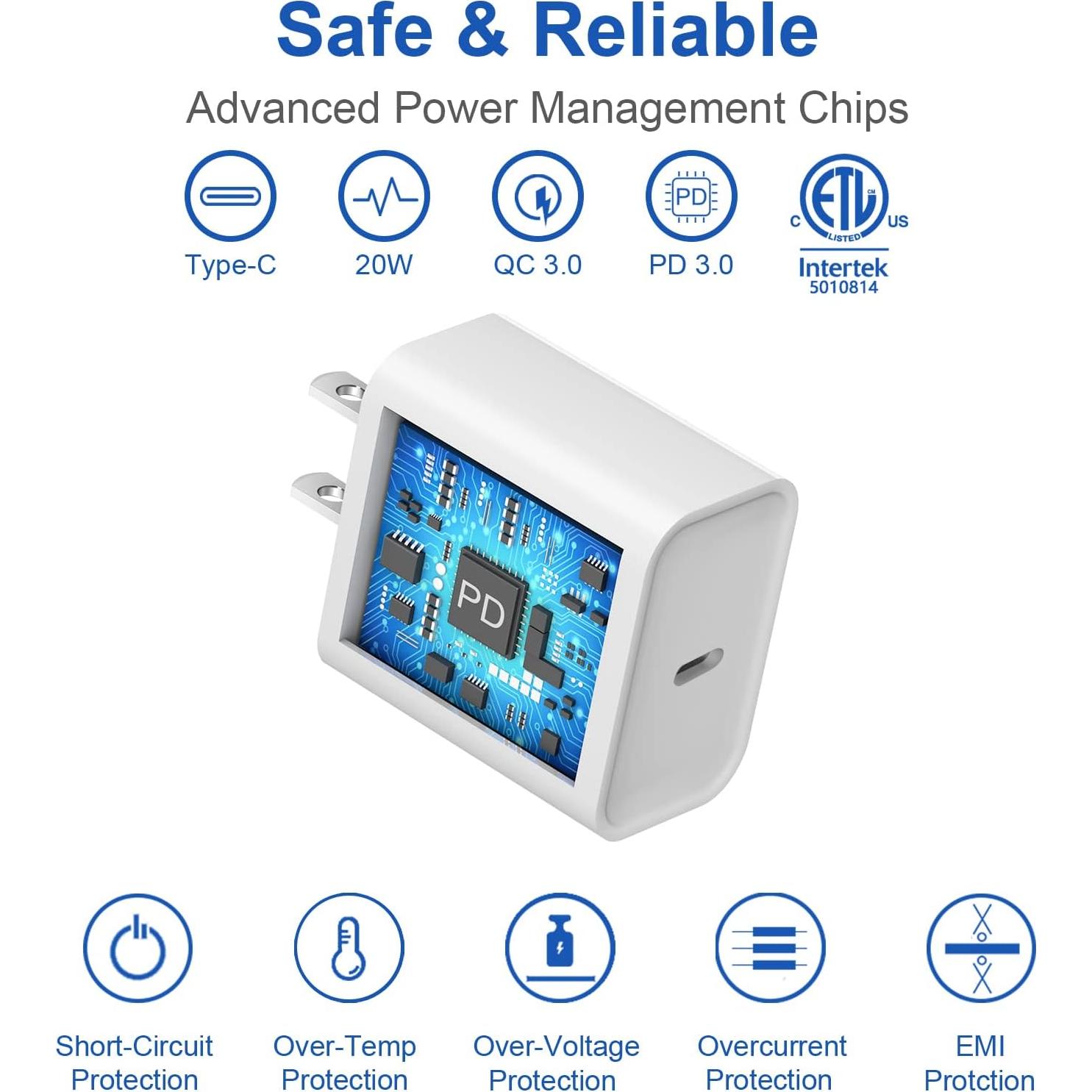 Cargador Rápido USB-C 20W Coreykin + 2 Cables 10FT