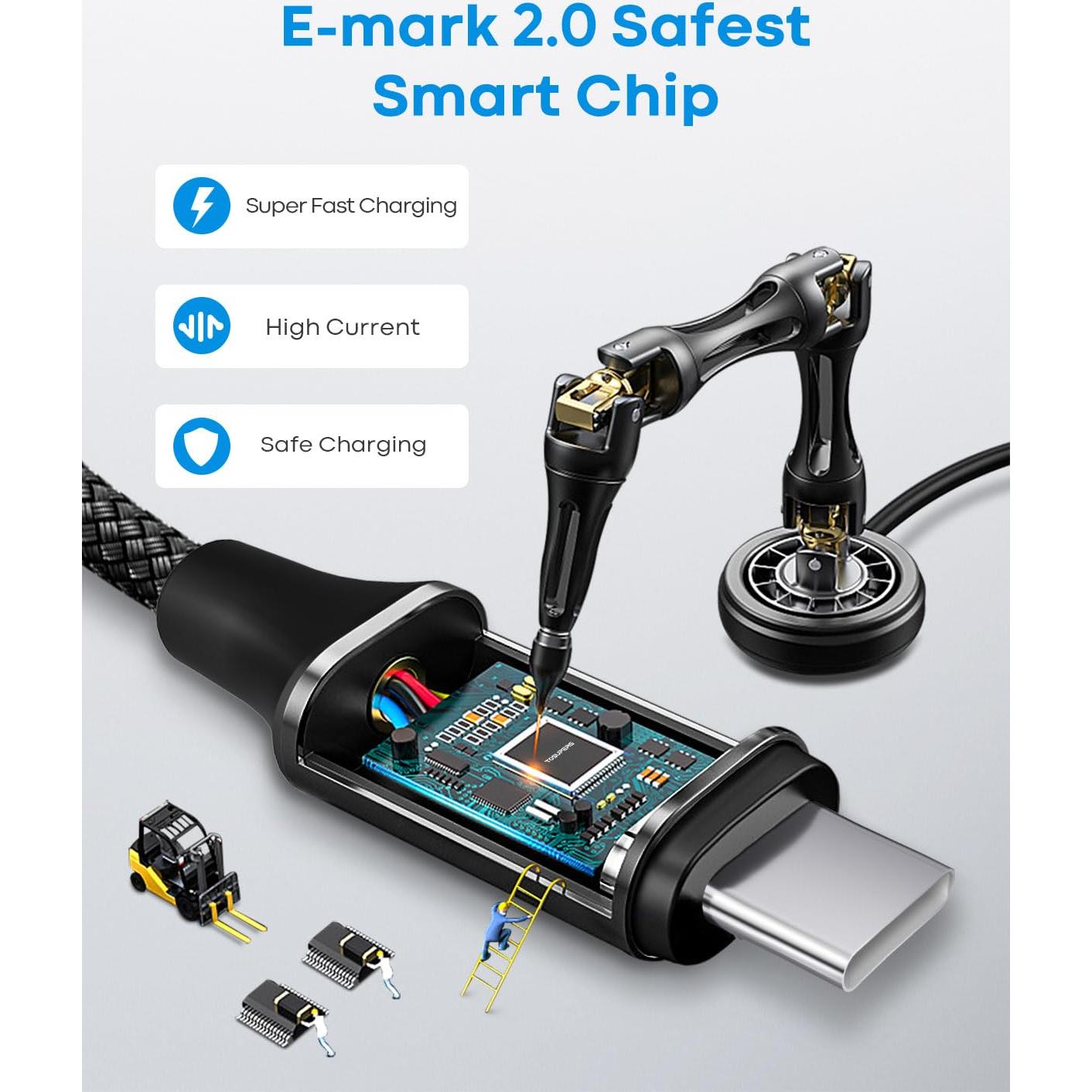 Cable USB C a USB C 240W TOSUPERS 3m 2-Pack Carga Rápida